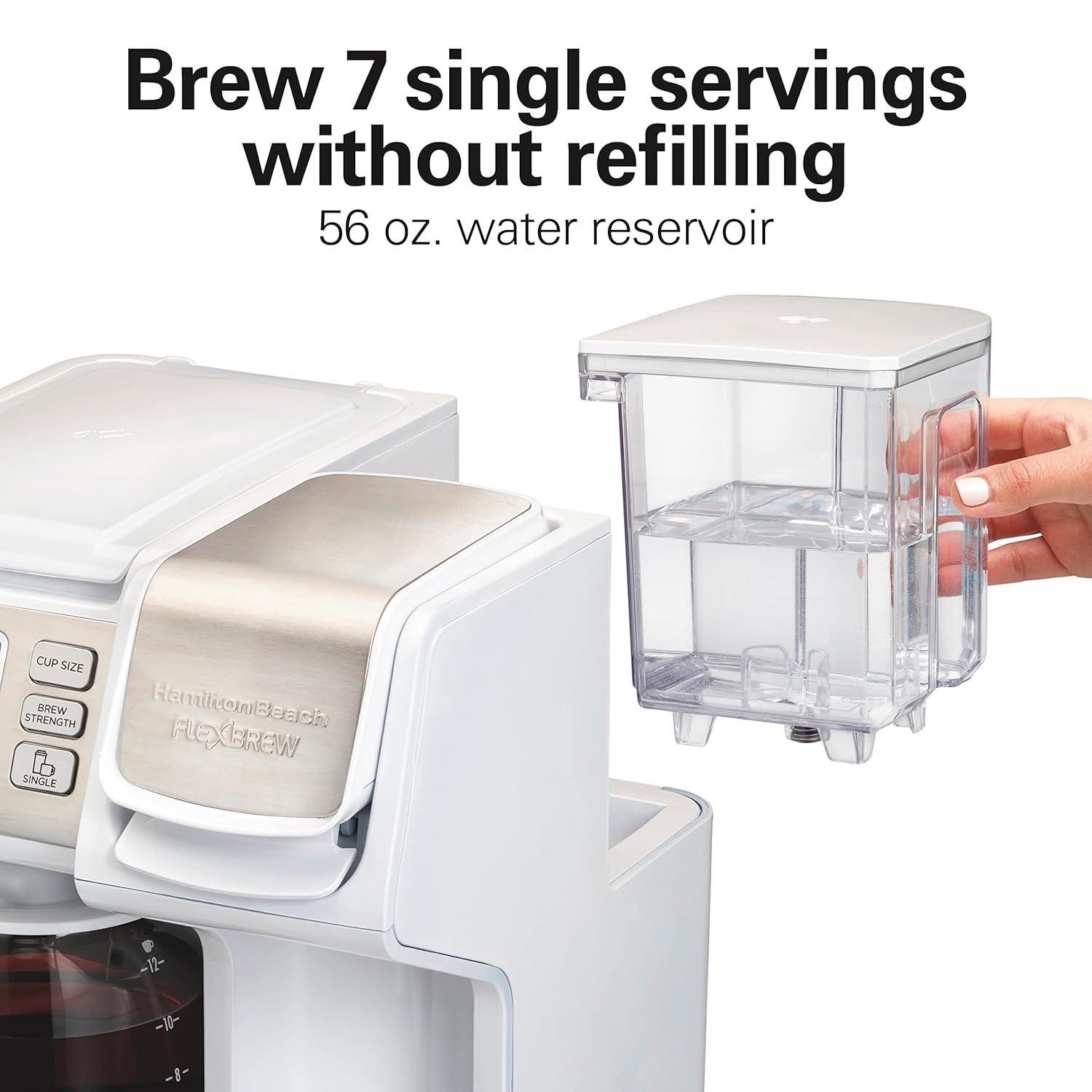 image:imageHamilton Beach FlexBrew Trio 2Way Coffee Maker Compatible with KCup Pods or Grounds Combo Single Serve amp Full 12c Pot Black Fast Brewing 49902White Fast Brewing Removable Reservoir