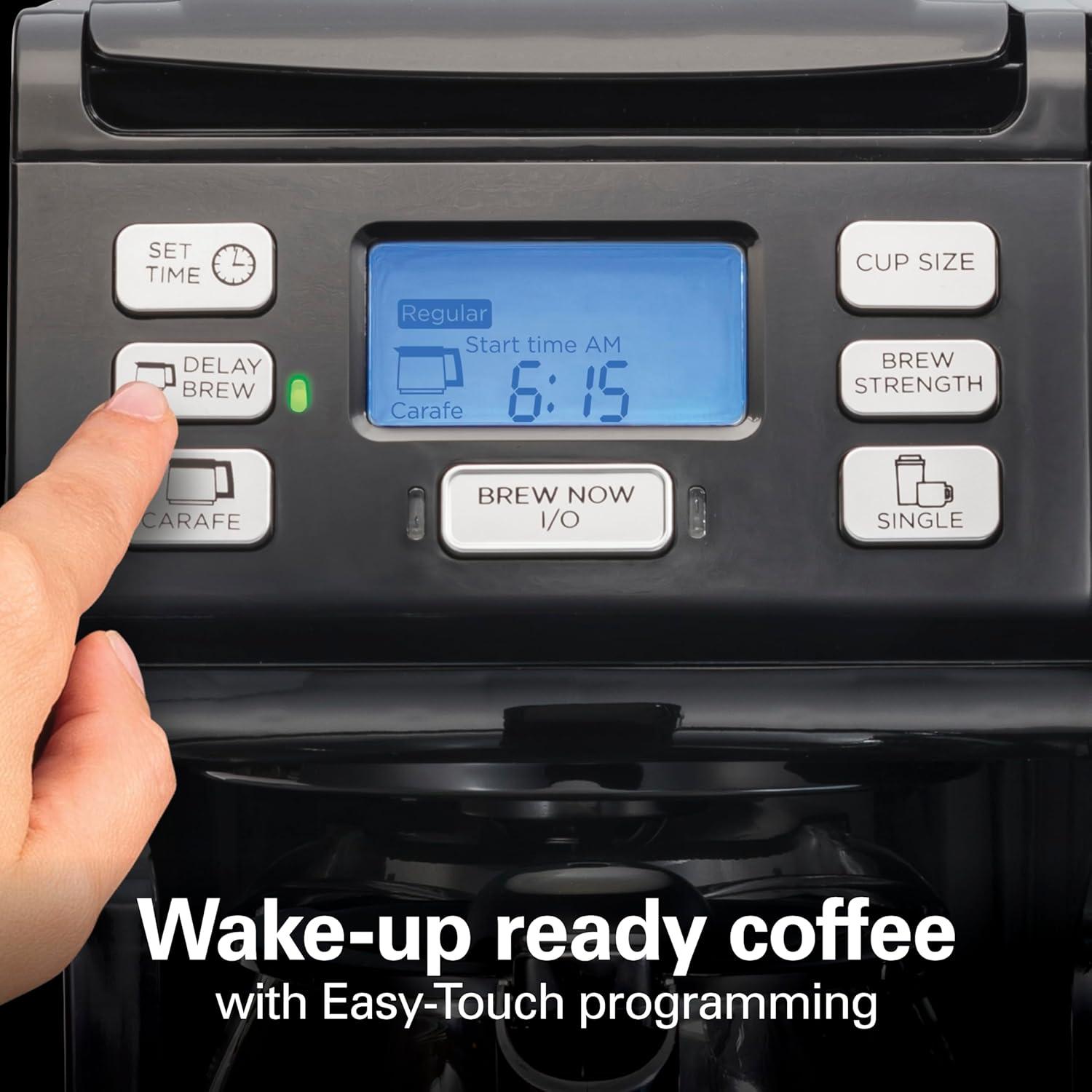 image:imageHamilton Beach FlexBrew Trio 2Way Coffee Maker Compatible with KCup Pods or Grounds Combo Single Serve amp Full 12c Pot BlackBlack Fast Brewing New for 2026