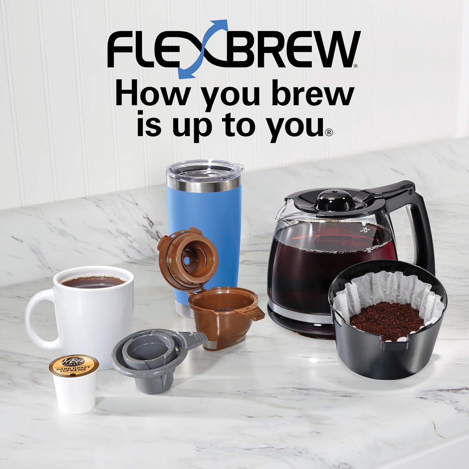 image:imageHamilton Beach FlexBrew Trio 2Way Coffee Maker Compatible with KCup Pods or Grounds Combo Single Serve amp Full 12c Pot BlackBlack Fast Brewing New for 2026