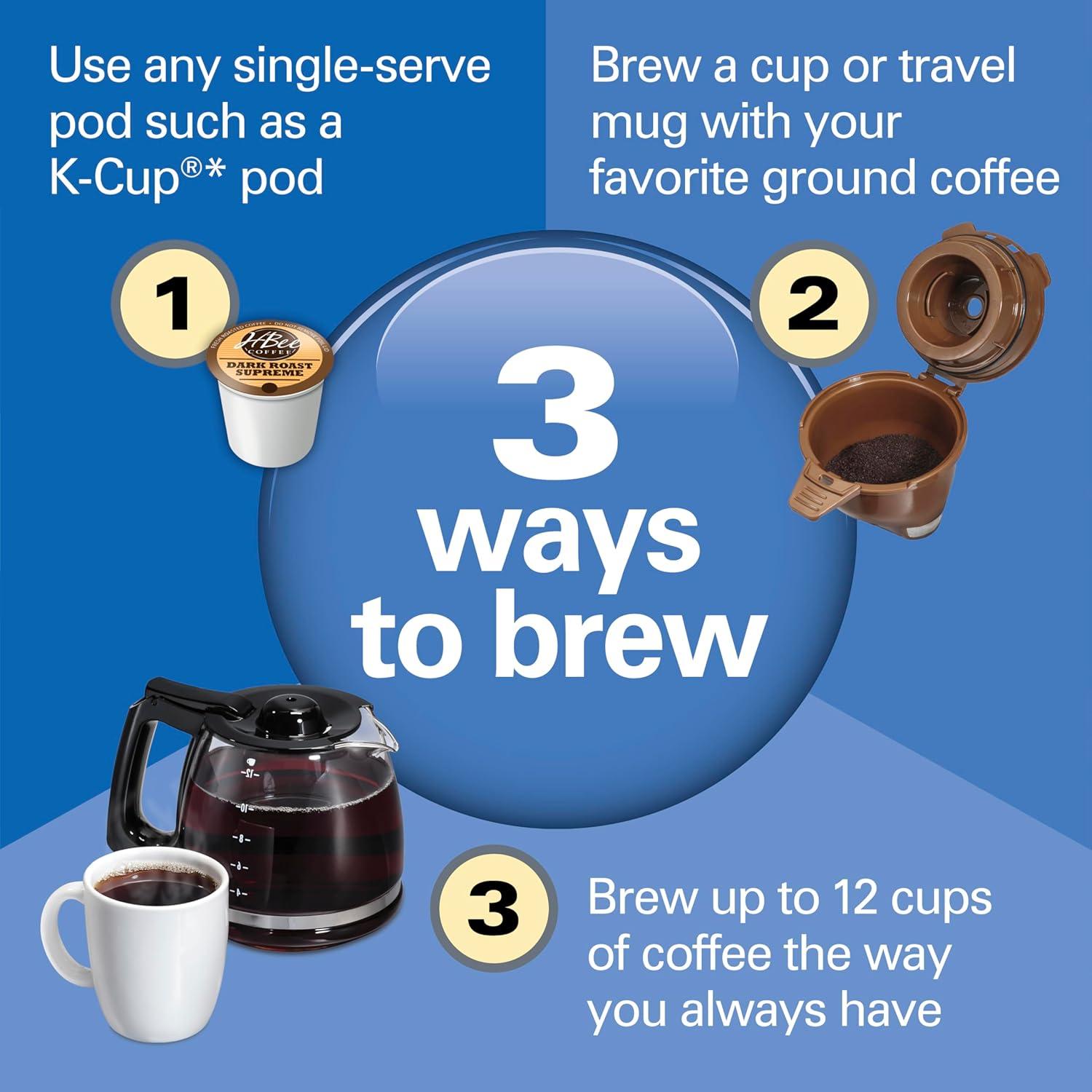 image:imageHamilton Beach FlexBrew Trio 2Way Coffee Maker Compatible with KCup Pods or Grounds Combo Single Serve amp Full 12c Pot BlackBlack Fast Brewing New for 2026