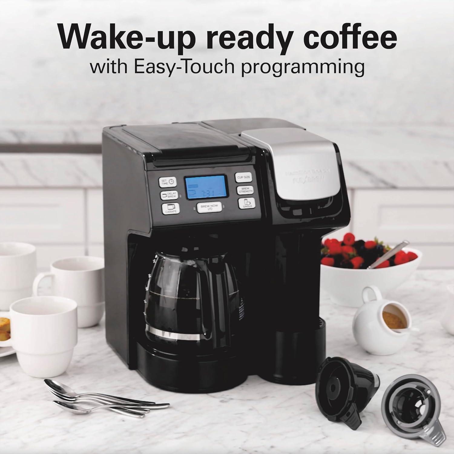 image:imageHamilton Beach FlexBrew Trio 2Way Coffee Maker Compatible with KCup Pods or Grounds Combo Single Serve amp Full 12c Pot BlackBlack Fast Brewing Removable Reservoir