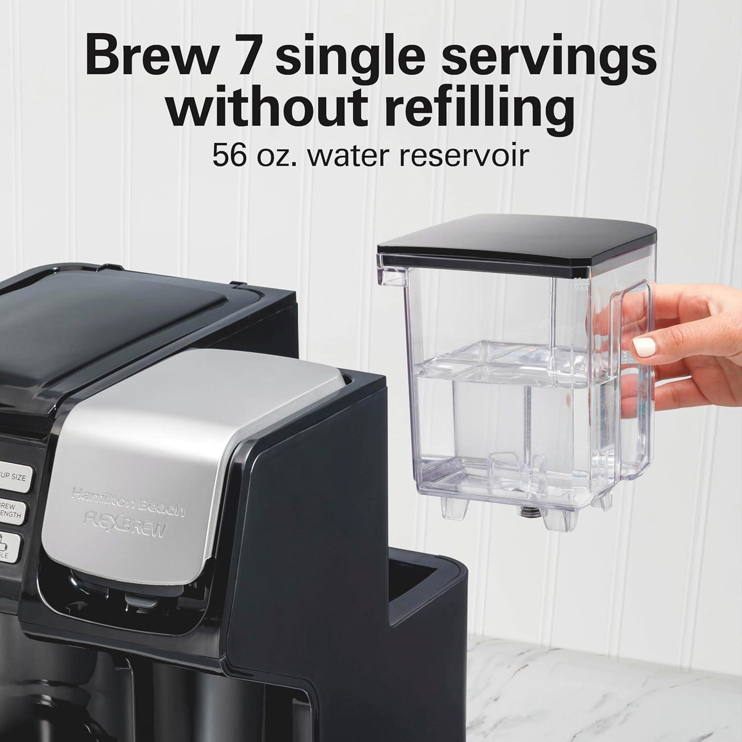 image:imageHamilton Beach FlexBrew Trio 2Way Coffee Maker Compatible with KCup Pods or Grounds Combo Single Serve amp Full 12c Pot BlackBlack Fast Brewing Removable Reservoir
