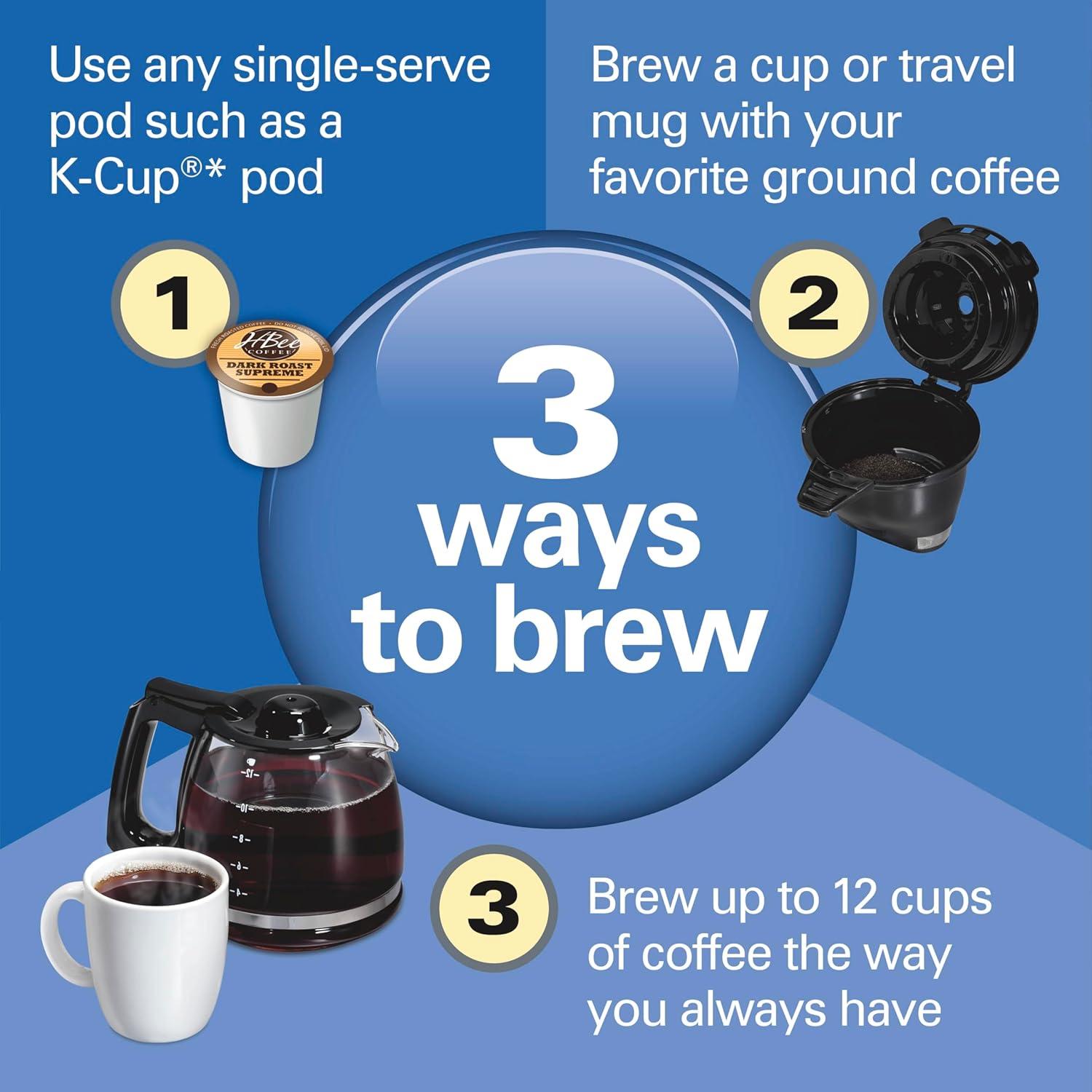 image:imageHamilton Beach FlexBrew Trio 2Way Coffee Maker Compatible with KCup Pods or Grounds Combo Single Serve amp Full 12c Pot BlackBlack Fast Brewing Removable Reservoir