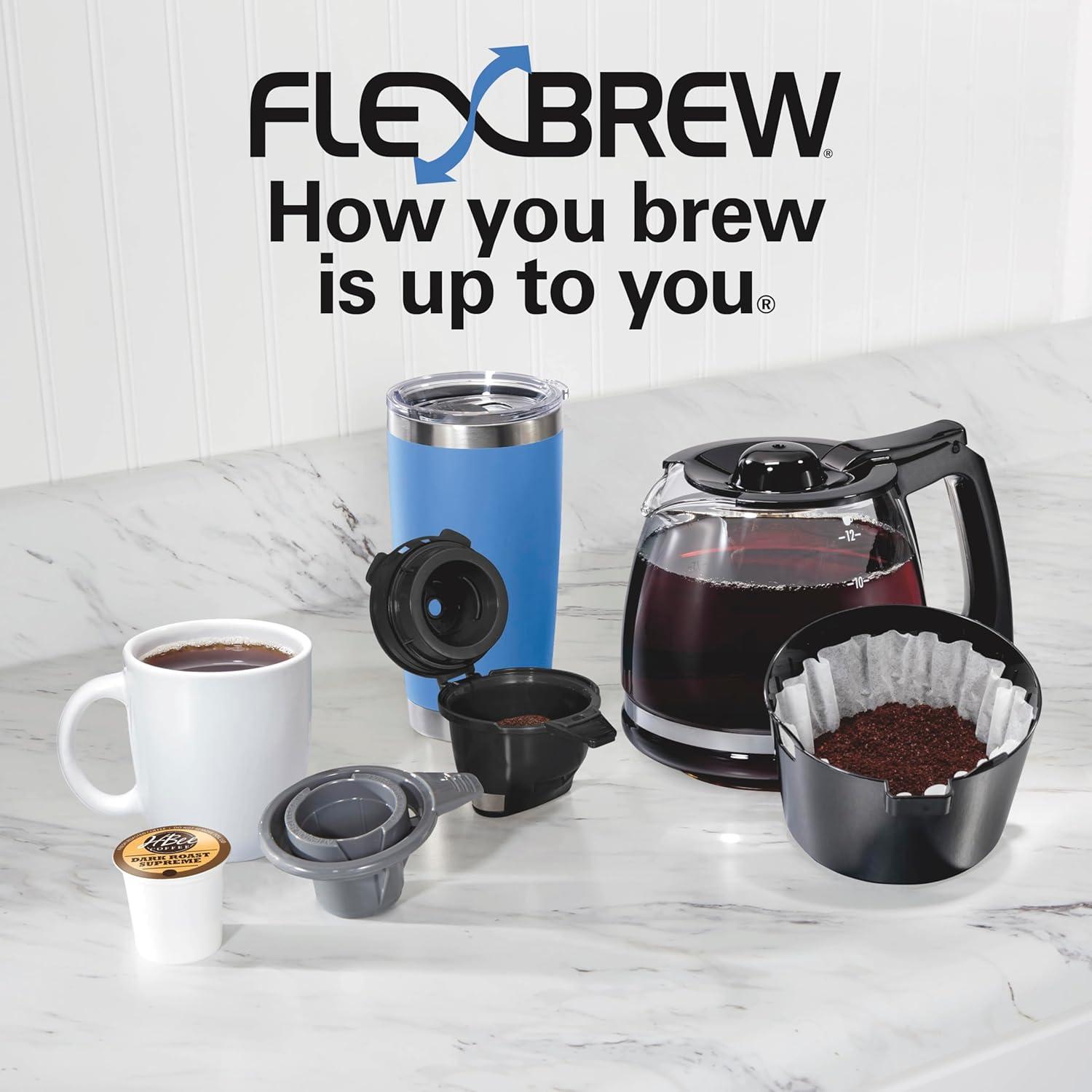 image:imageHamilton Beach FlexBrew Trio 2Way Coffee Maker Compatible with KCup Pods or Grounds Combo Single Serve amp Full 12c Pot BlackBlack Fast Brewing Removable Reservoir