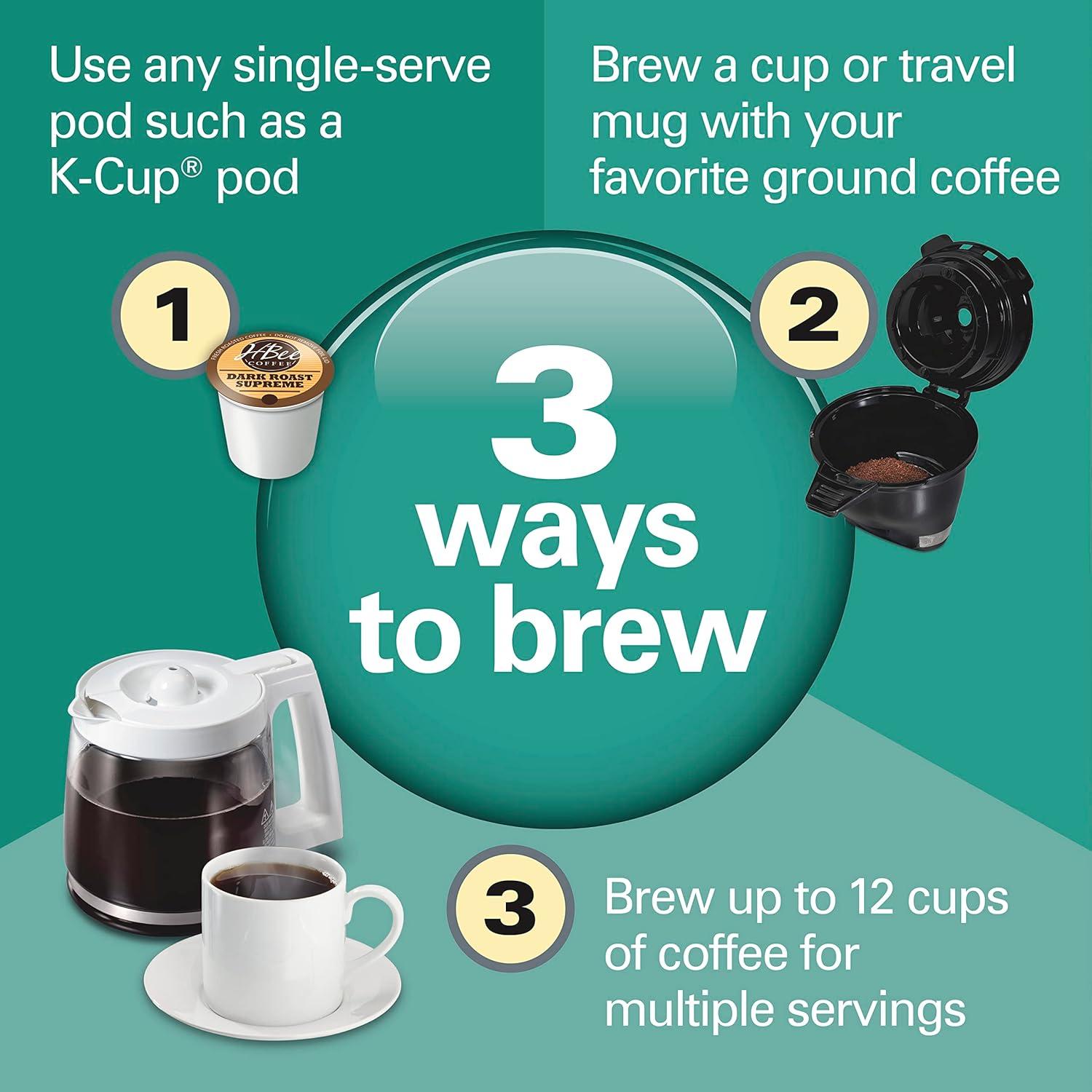 image:imageHamilton Beach FlexBrew Trio 2Way Coffee Maker Compatible with KCup Pods or Grounds Combo Single Serve amp Full 12c Pot BlackWhite Fast Brewing Removable Reservoir