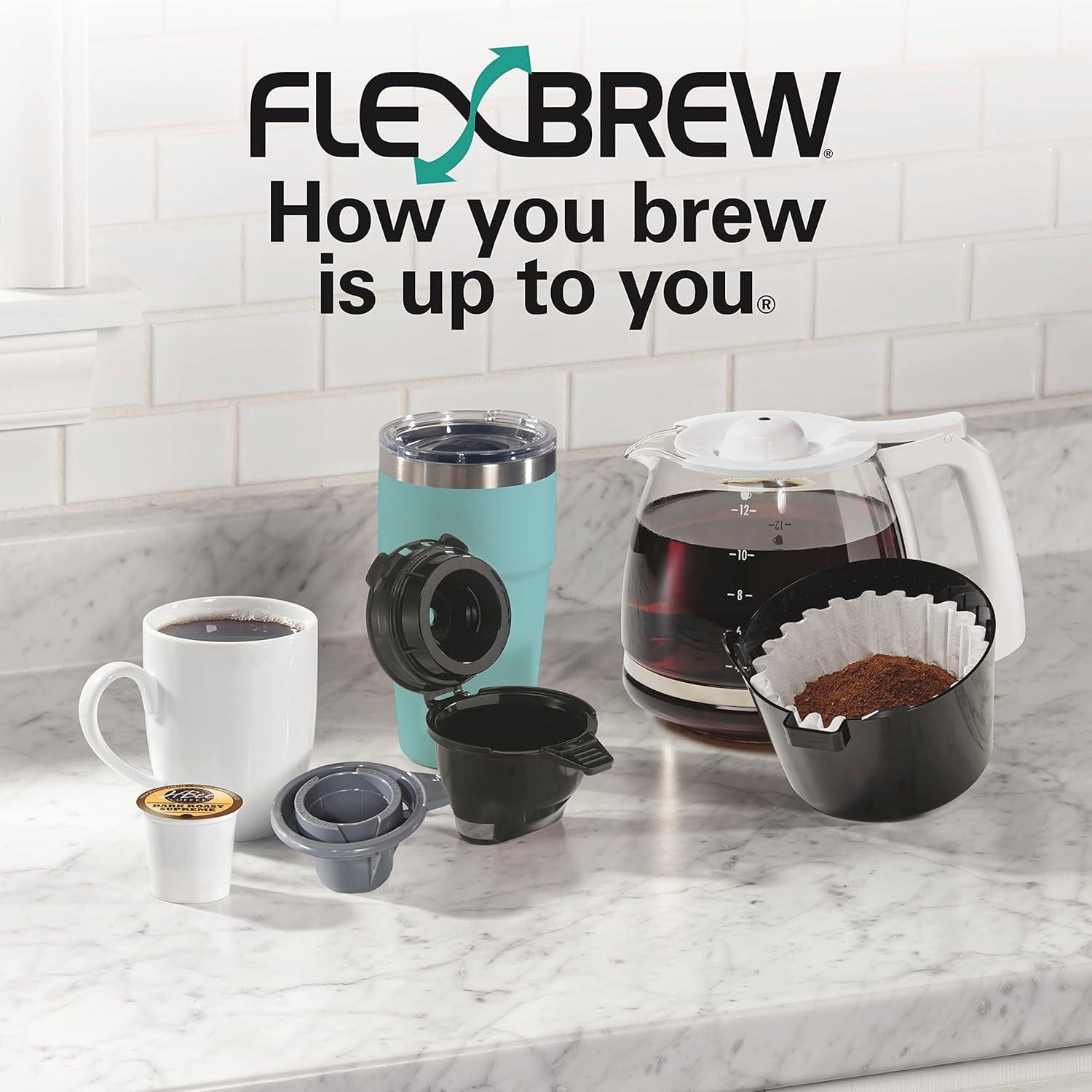 image:imageHamilton Beach FlexBrew Trio 2Way Coffee Maker Compatible with KCup Pods or Grounds Combo Single Serve amp Full 12c Pot BlackWhite Fast Brewing Removable Reservoir