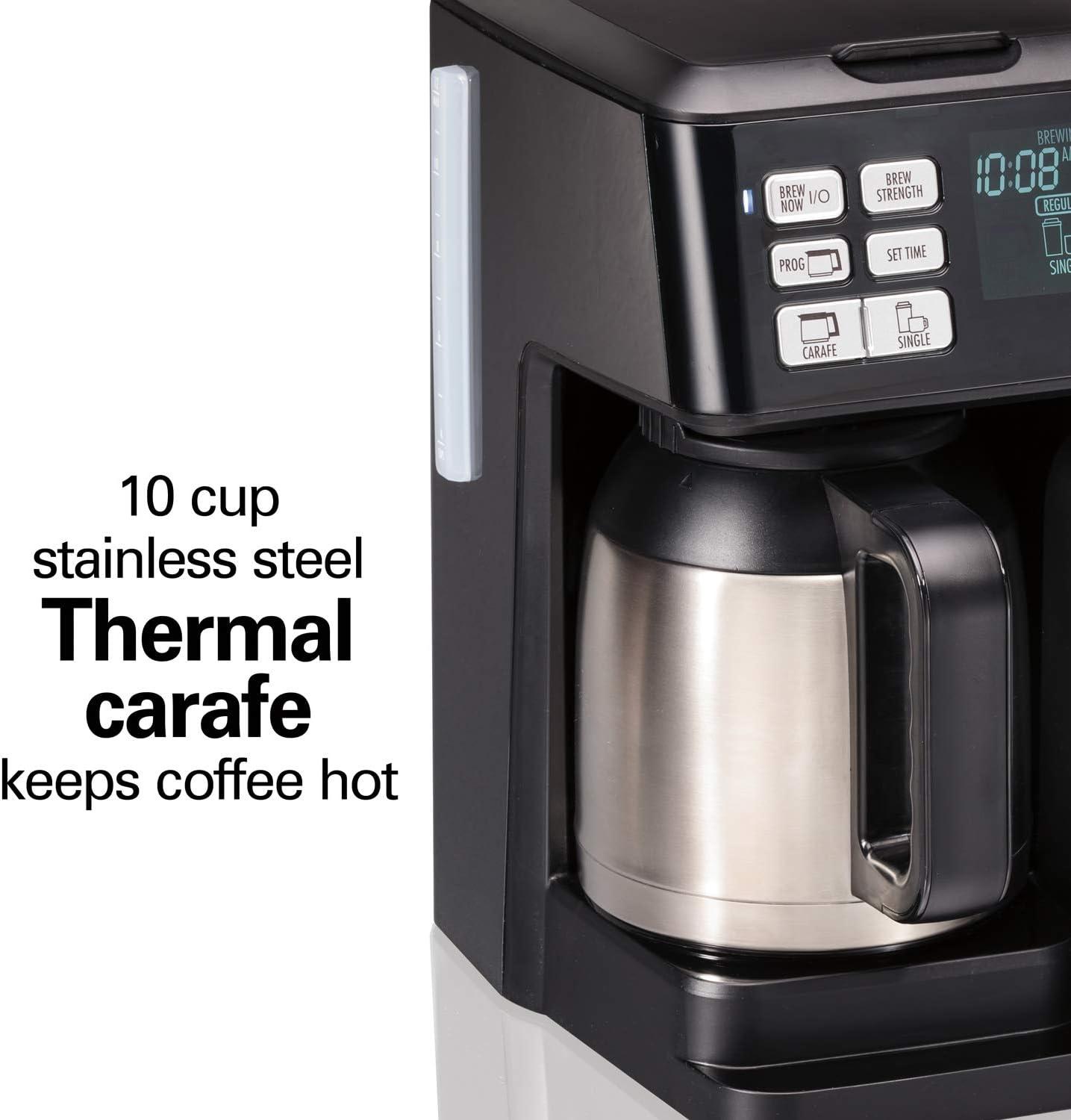 image:imageHamilton Beach FlexBrew Trio 2Way Coffee Maker Compatible with KCup Pods or Grounds Combo Single Serve amp Full 12c Thermal Pot Black and Stainless Fast Brewing10 Cups