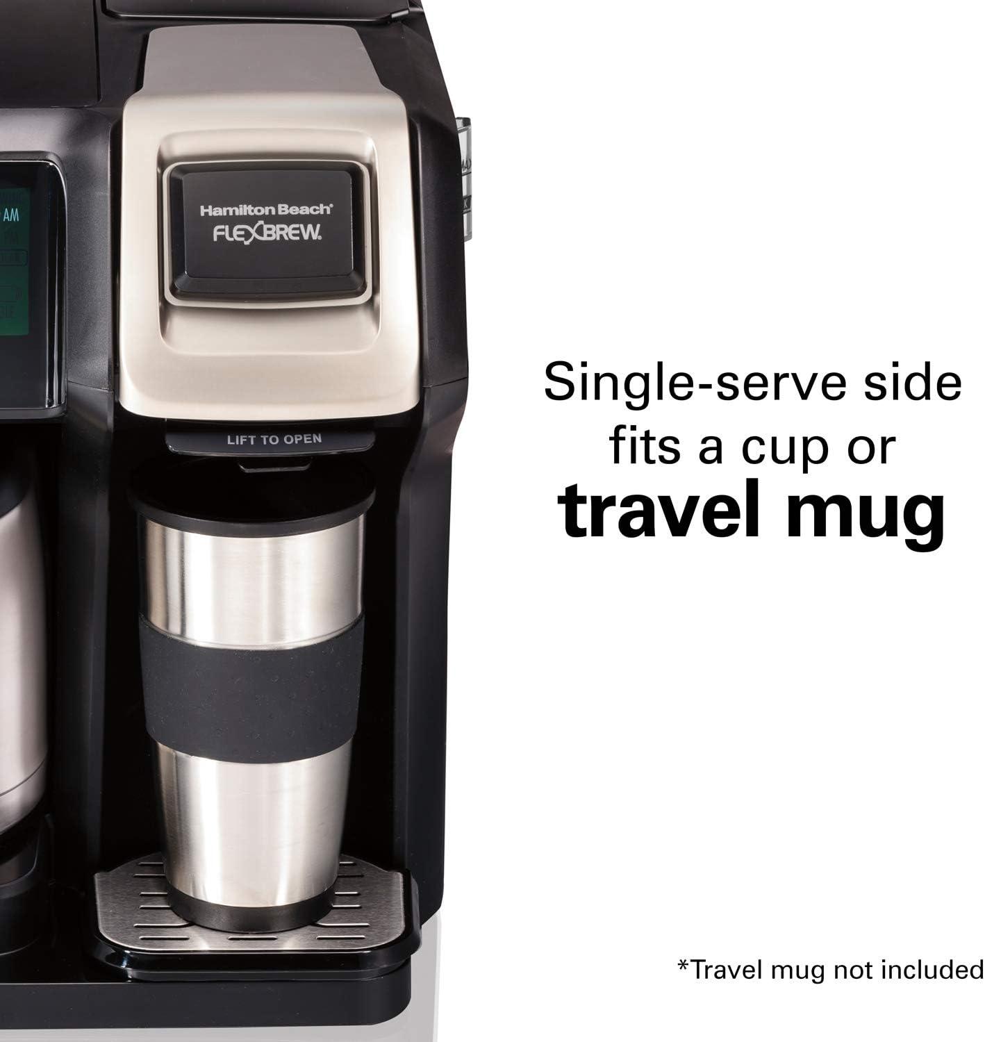 image:imageHamilton Beach FlexBrew Trio 2Way Coffee Maker Compatible with KCup Pods or Grounds Combo Single Serve amp Full 12c Thermal Pot Black and Stainless Fast Brewing10 Cups