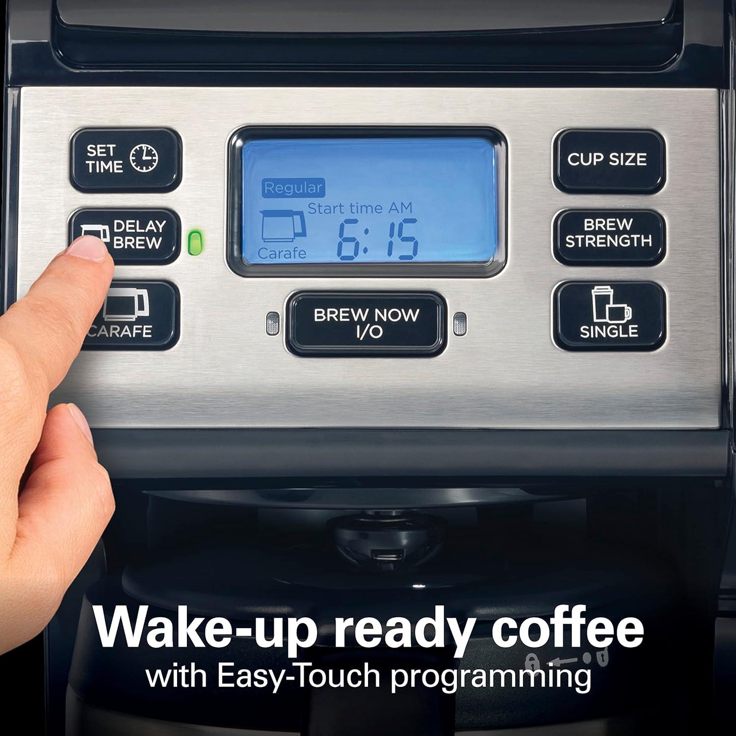 image:imageHamilton Beach FlexBrew Trio 2Way Coffee Maker Compatible with KCup Pods or Grounds Combo Single Serve amp Full 12c Thermal Pot Black and Stainless Fast Brewing12 Cups