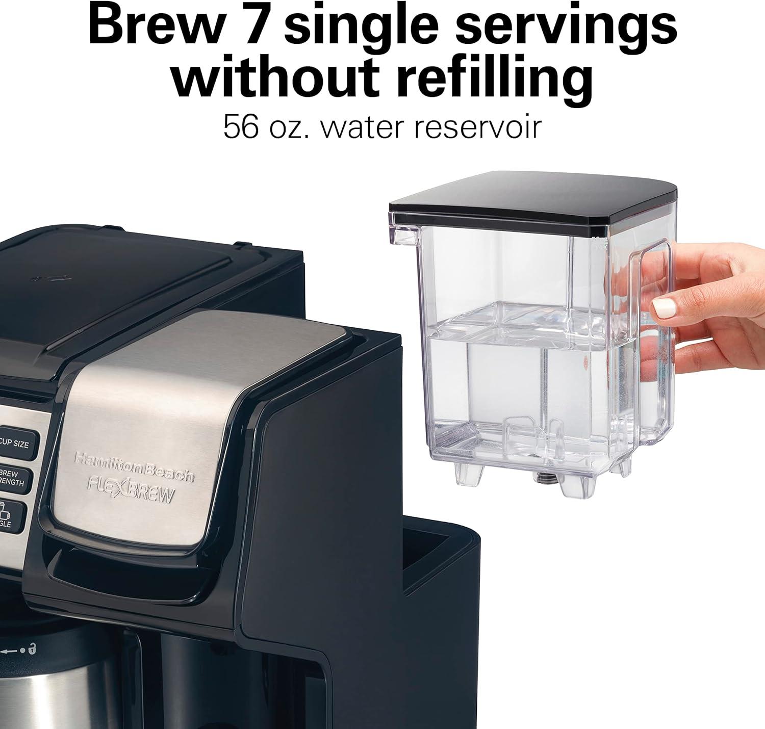 image:imageHamilton Beach FlexBrew Trio 2Way Coffee Maker Compatible with KCup Pods or Grounds Combo Single Serve amp Full 12c Thermal Pot Black and Stainless Fast Brewing12 Cups