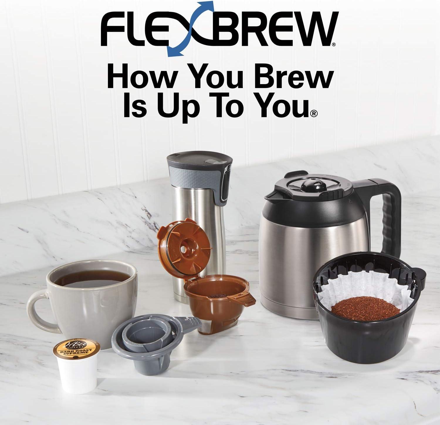 image:imageHamilton Beach FlexBrew Trio 2Way Coffee Maker Compatible with KCup Pods or Grounds Combo Single Serve amp Full 12c Thermal Pot Black and Stainless Fast Brewing10 Cups
