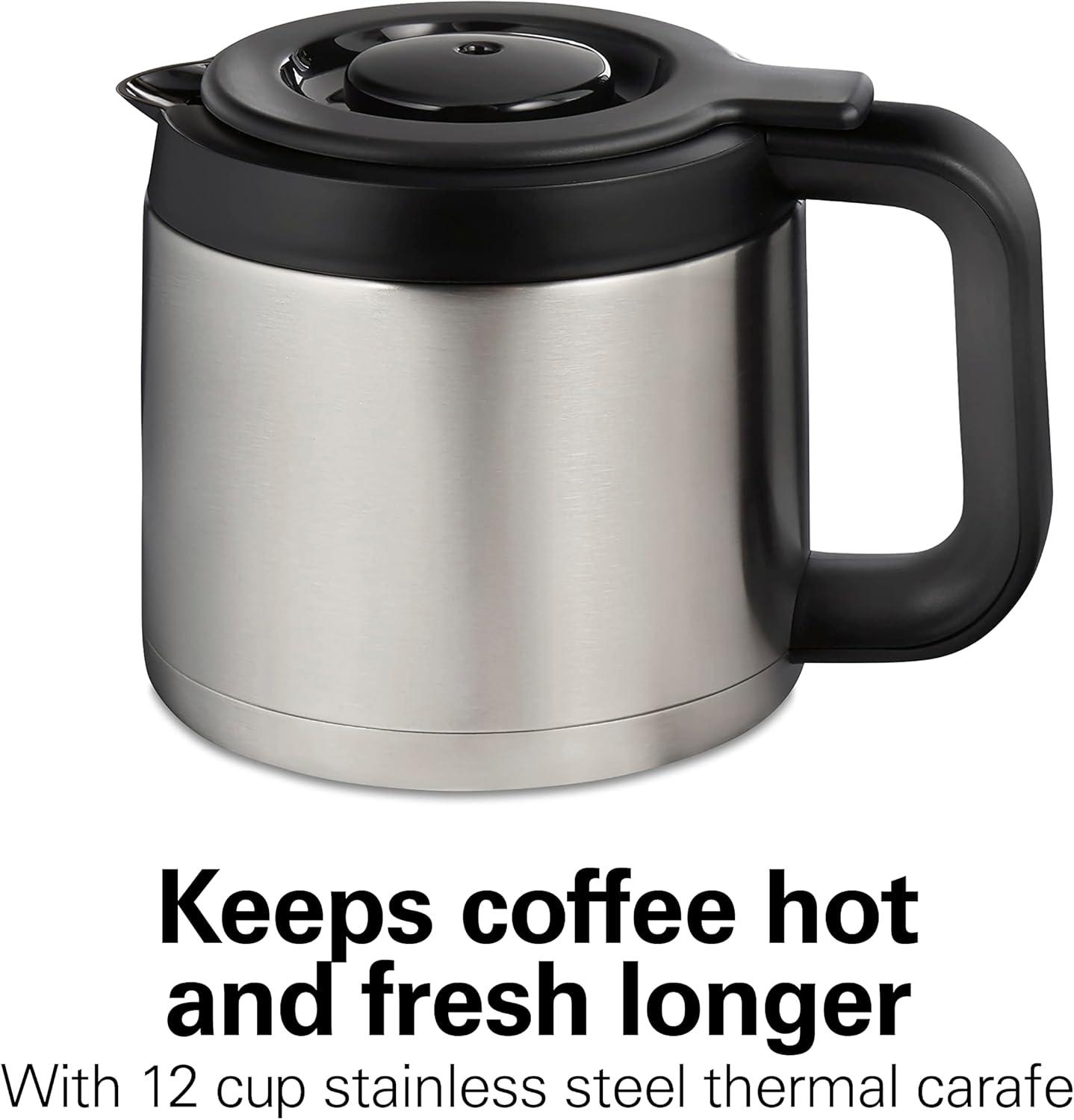 image:imageHamilton Beach FlexBrew Trio 2Way Coffee Maker Compatible with KCup Pods or Grounds Combo Single Serve amp Full 12c Thermal Pot Black and Stainless Fast Brewing12 Cups