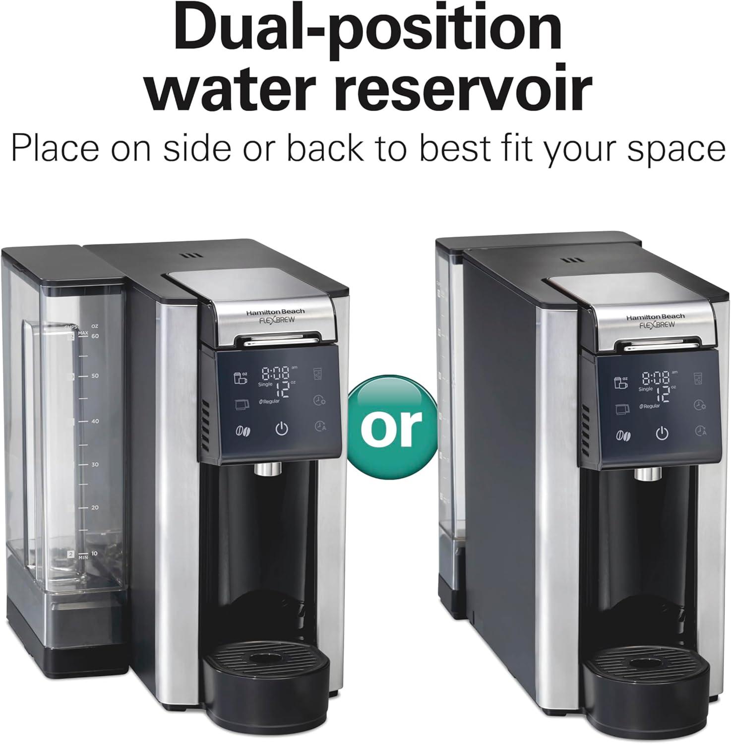 image:imageHamilton Beach Flexbrew Advanced 5in1 Programmable 12 Cup Drip and Single Serve Hot amp Iced Coffee Maker with Movable 60 oz Reservoir Pod Packs and Grounds Fast Brewing Black