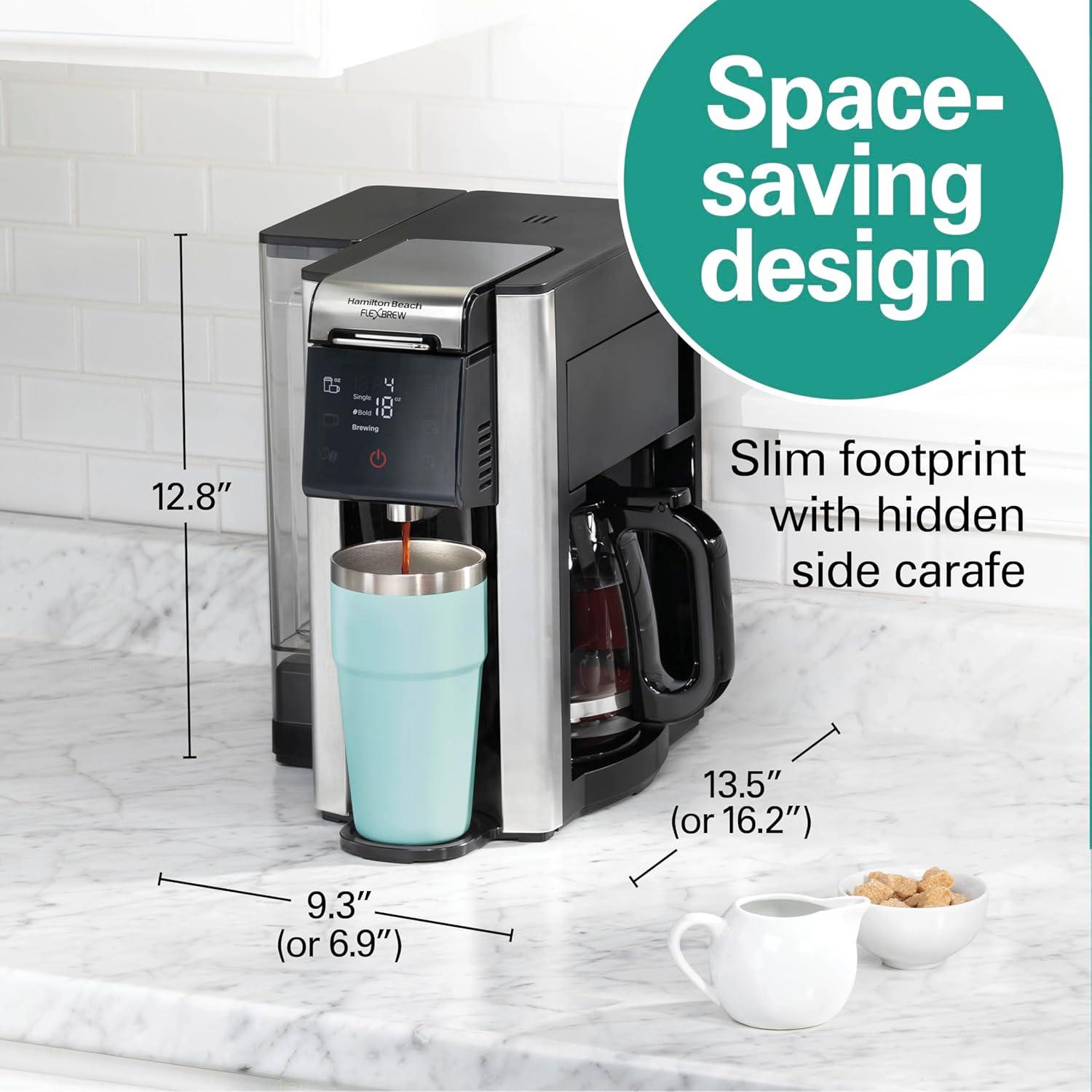 image:imageHamilton Beach Flexbrew Advanced 5in1 Programmable 12 Cup Drip and Single Serve Hot amp Iced Coffee Maker with Movable 60 oz Reservoir Pod Packs and Grounds Fast Brewing Black