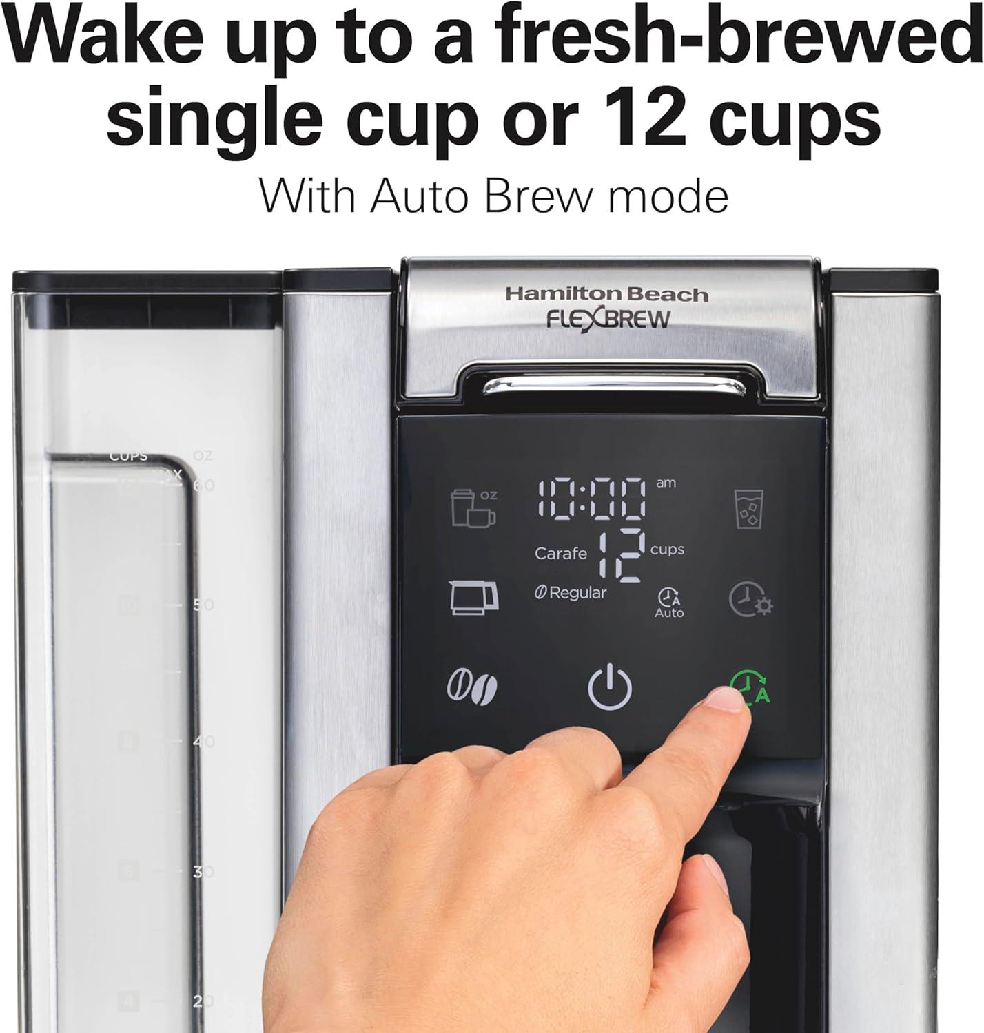 image:imageHamilton Beach Flexbrew Advanced 5in1 Programmable 12 Cup Drip and Single Serve Hot amp Iced Coffee Maker with Movable 60 oz Reservoir Pod Packs and Grounds Fast Brewing Black