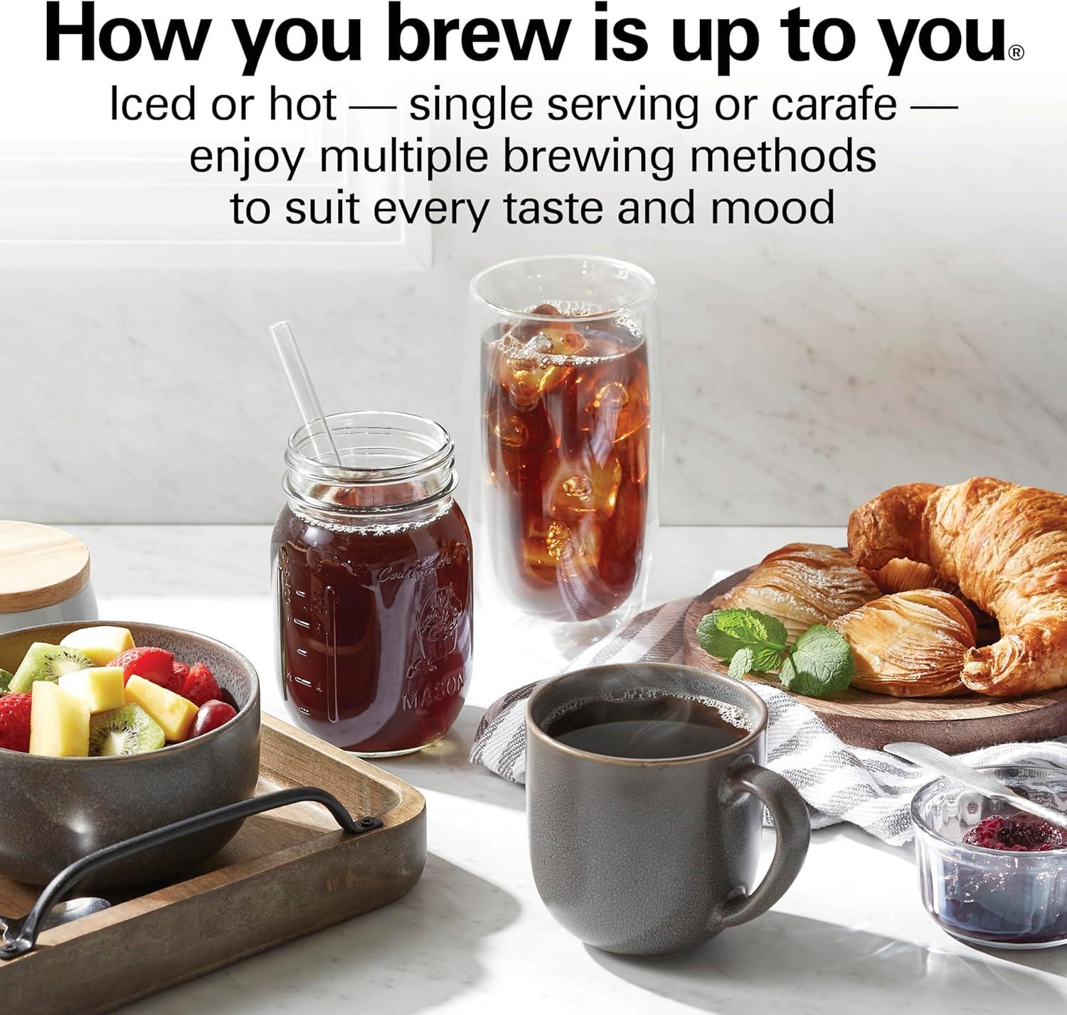 image:imageHamilton Beach Flexbrew Advanced 5in1 Programmable 12 Cup Drip and Single Serve Hot amp Iced Coffee Maker with Movable 60 oz Reservoir Pod Packs and Grounds Fast Brewing Black