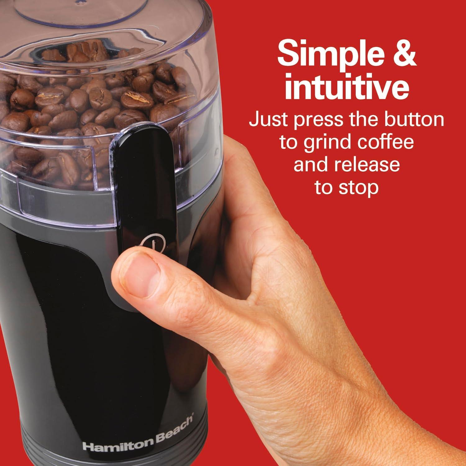 image:imageHamilton Beach Fresh Grind Electric Coffee Grinder for Beans Spices and More Stainless Steel Blades Removable Chamber Makes up to 12 Cups WhiteBlack