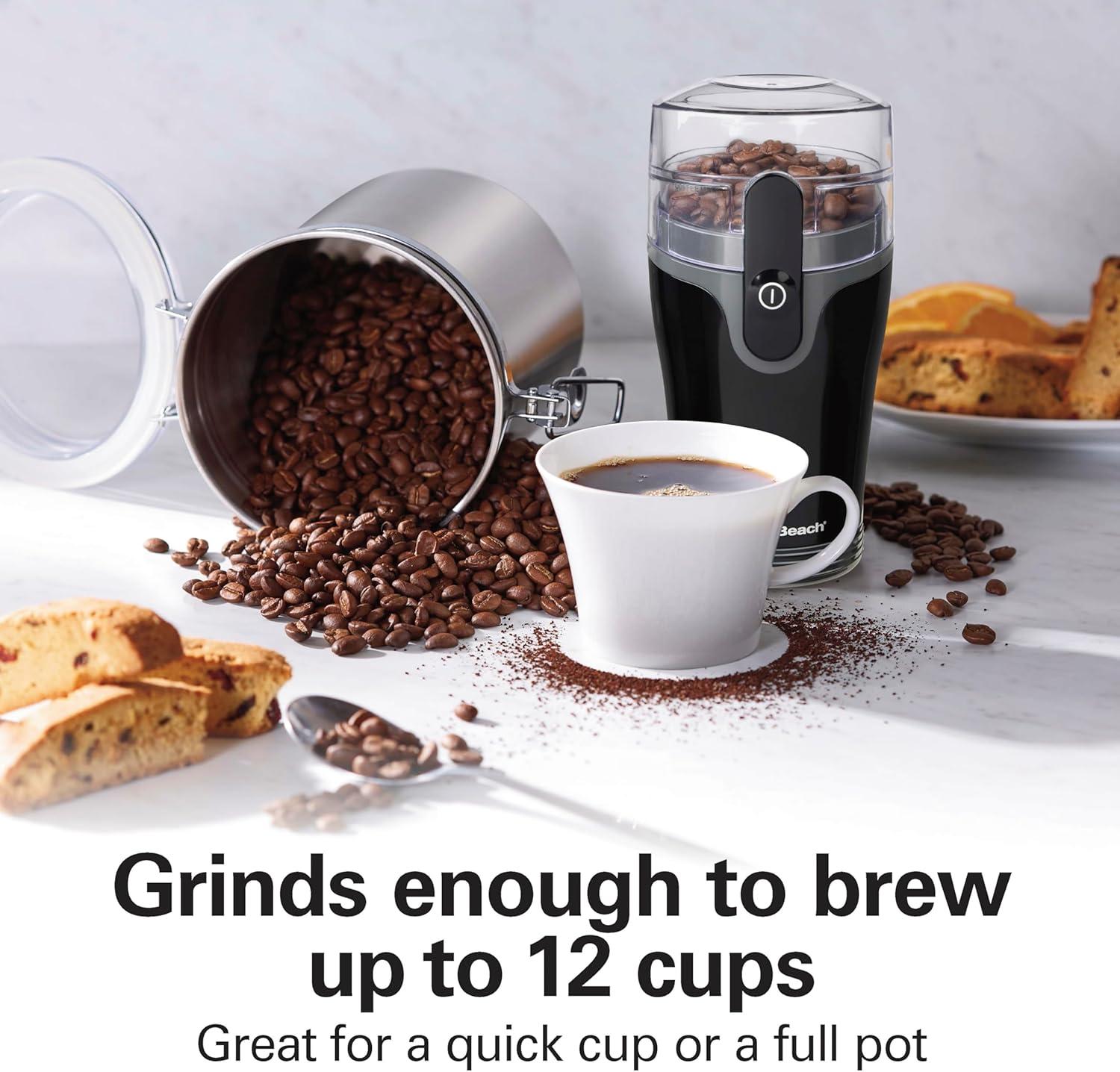 image:imageHamilton Beach Fresh Grind Electric Coffee Grinder for Beans Spices and More Stainless Steel Blades Removable Chamber Makes up to 12 Cups WhiteBlack