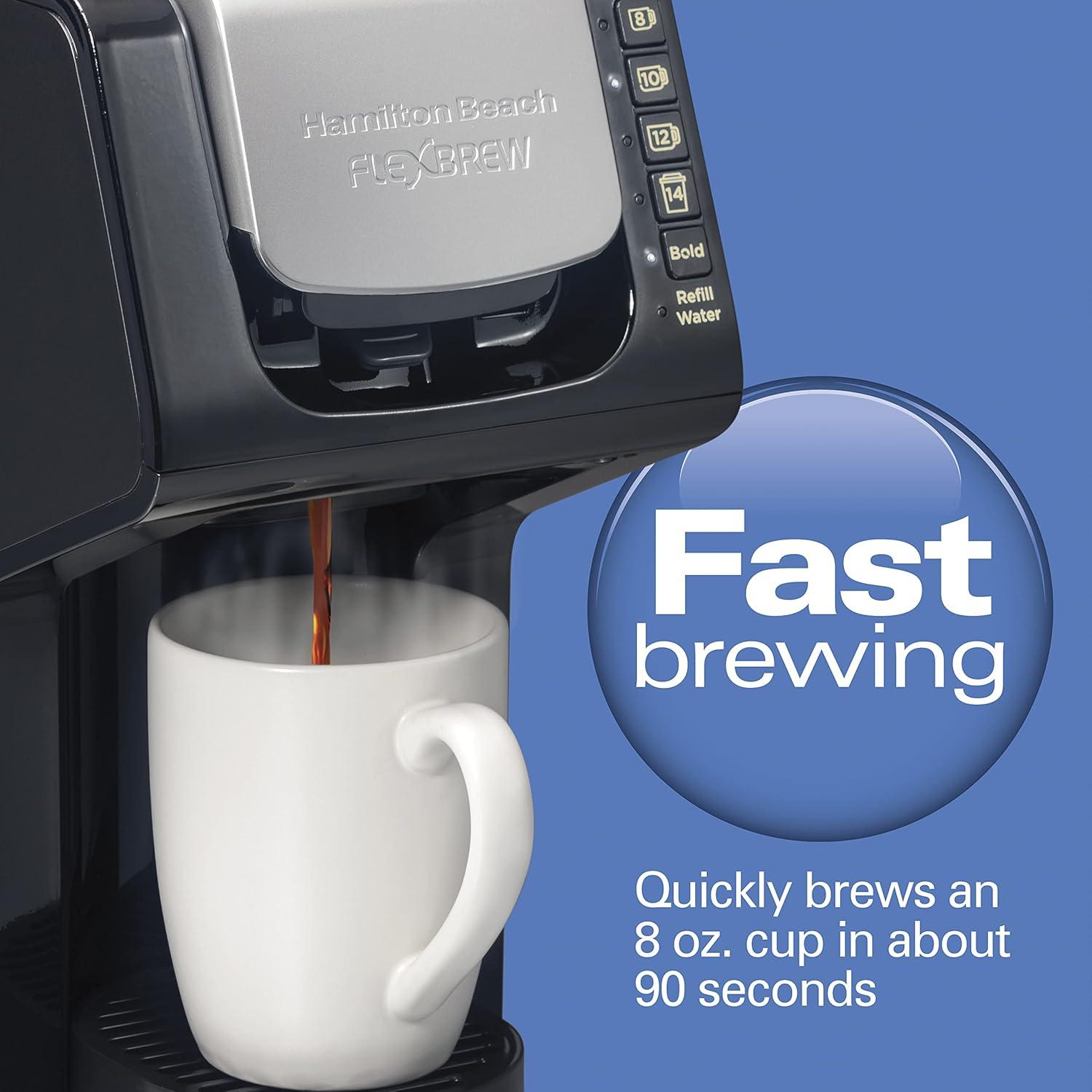 image:imageHamilton Beach Gen 4 FlexBrew SingleServe Coffee Maker with Removable Reservoir Compatible with Pod Packs and Grounds 50 oz 4 Fast Brewing Options BlackBlack