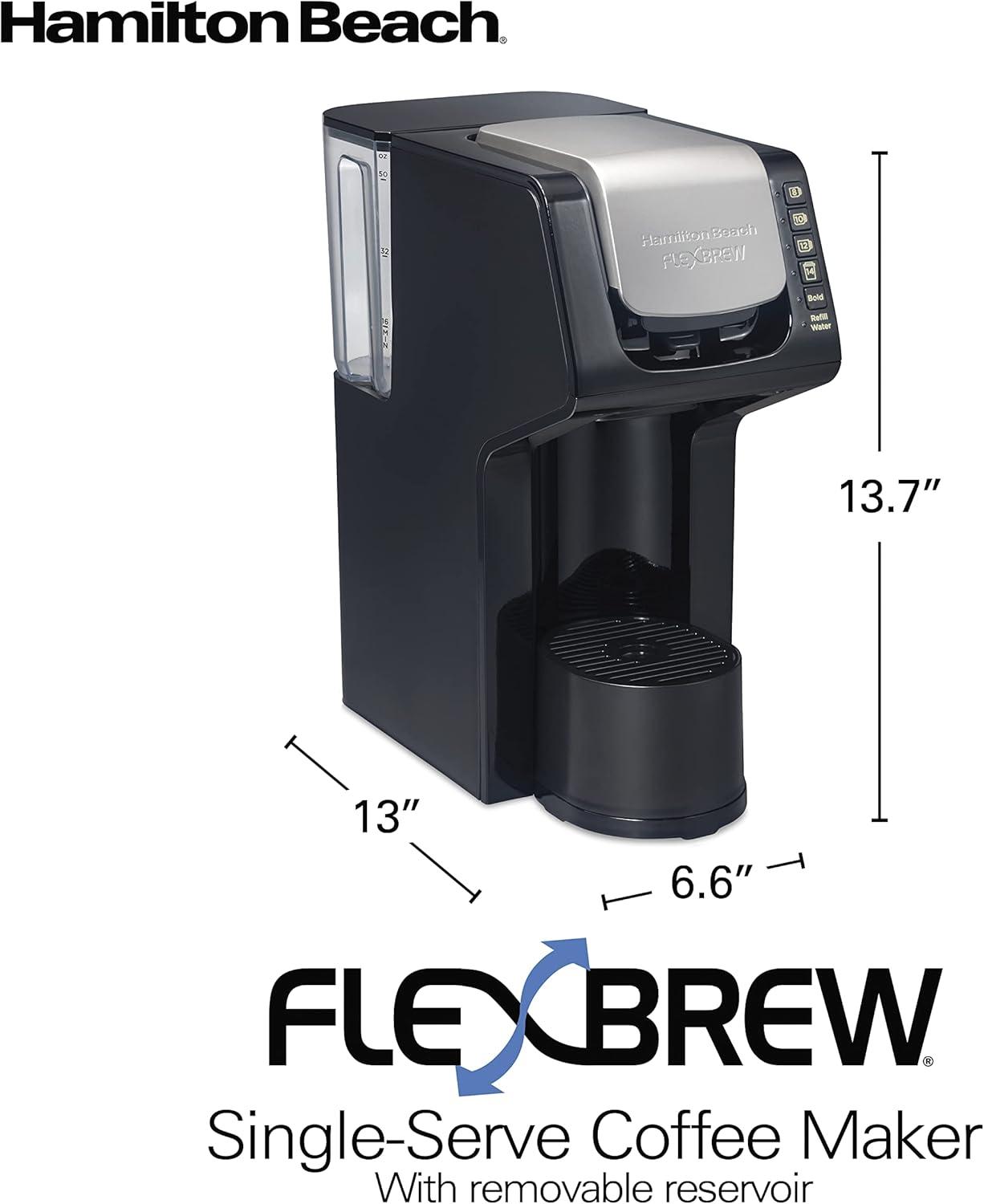 image:imageHamilton Beach Gen 4 FlexBrew SingleServe Coffee Maker with Removable Reservoir Compatible with Pod Packs and Grounds 50 oz 4 Fast Brewing Options BlackBlack