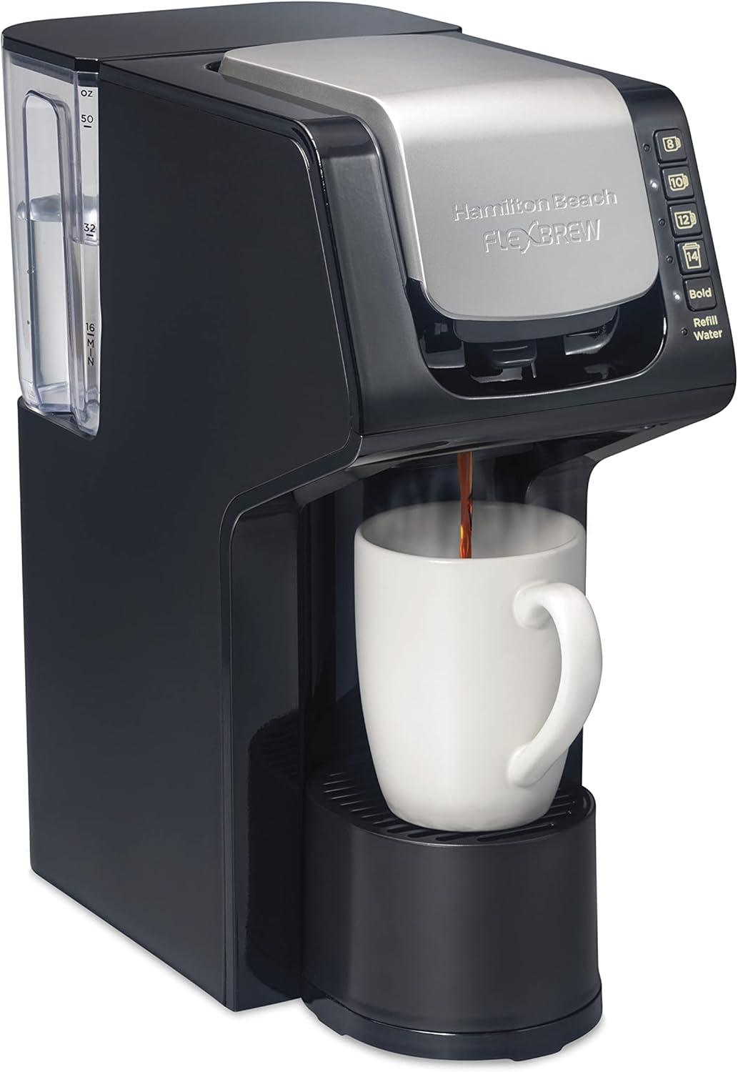 image:imageHamilton Beach Gen 4 FlexBrew SingleServe Coffee Maker with Removable Reservoir Compatible with Pod Packs and Grounds 50 oz 4 Fast Brewing Options BlackBlack
