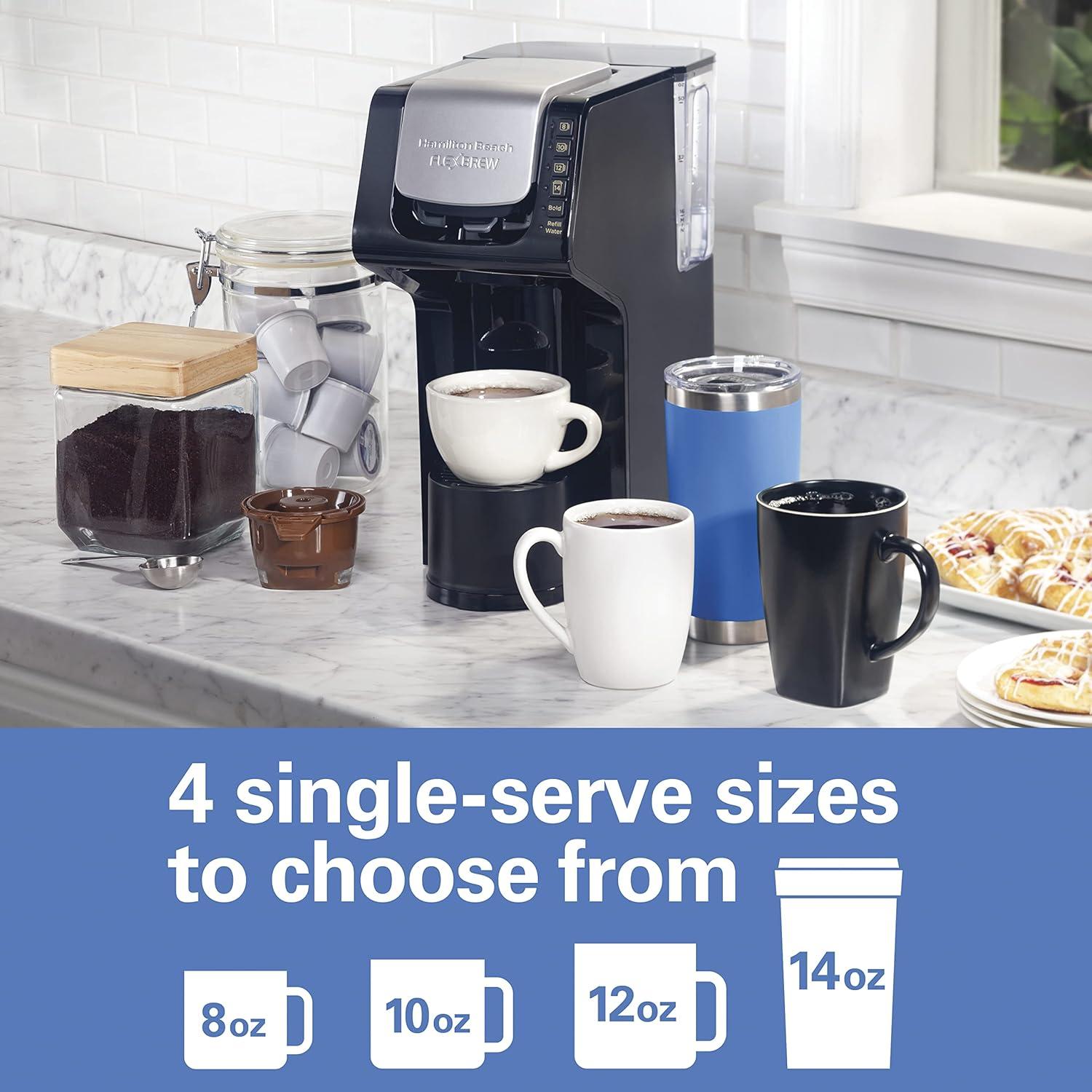 image:imageHamilton Beach Gen 4 FlexBrew SingleServe Coffee Maker with Removable Reservoir Compatible with Pod Packs and Grounds 50 oz 4 Fast Brewing Options BlackBlack