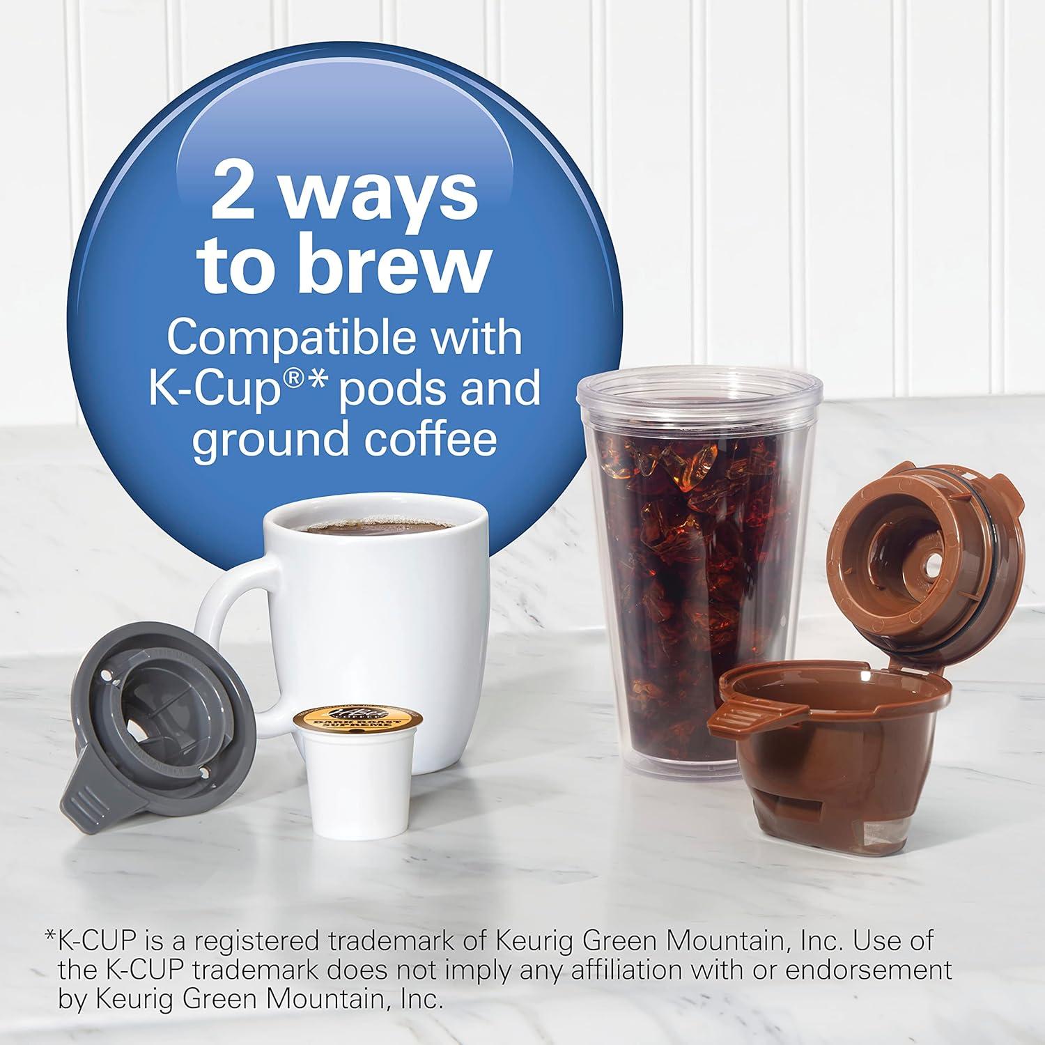image:imageHamilton Beach Gen 4 FlexBrew SingleServe Hot amp Iced Coffee Maker with Removable Reservoir Compatible with Pod Packs and Grounds 50 oz 4 Fast Brewing Options Black