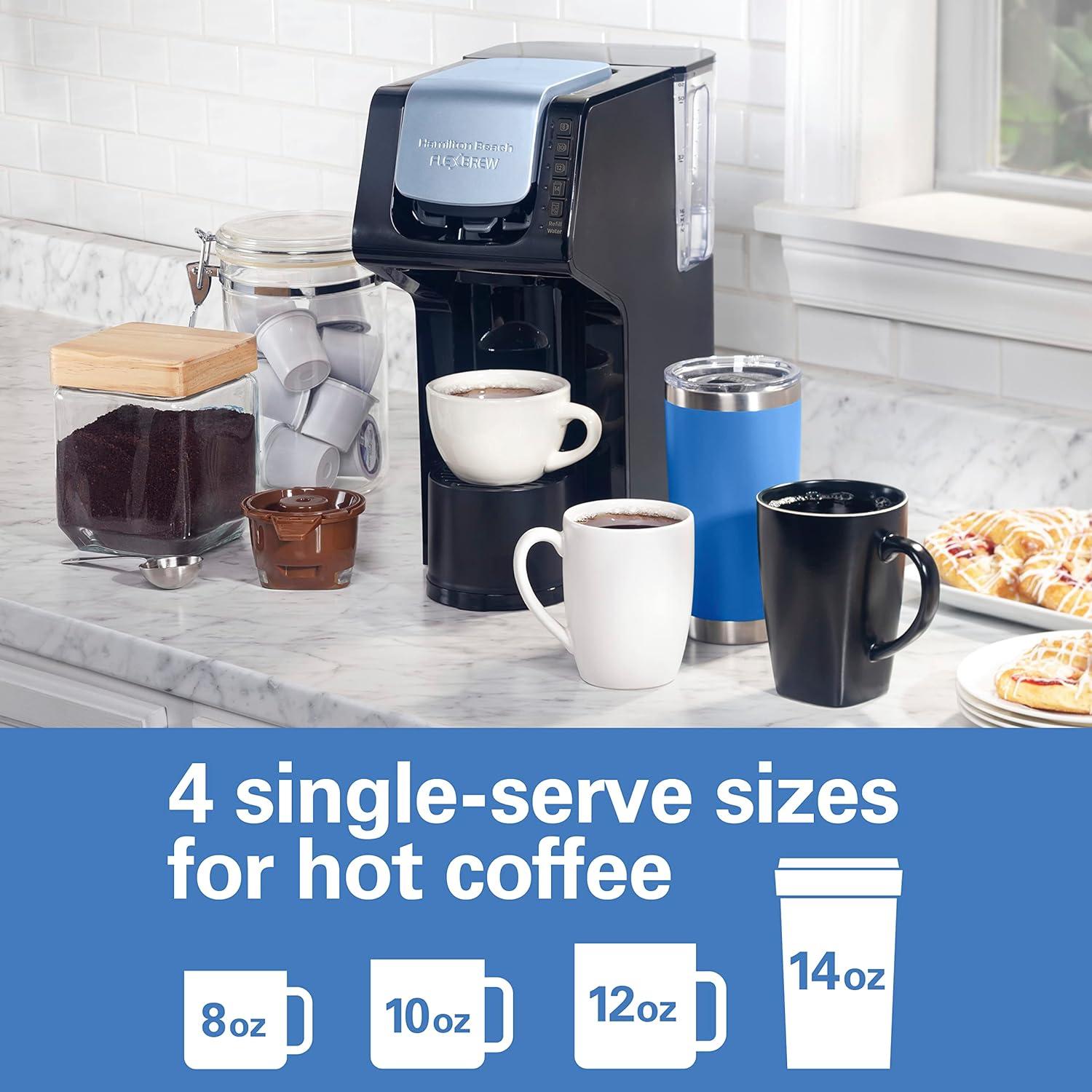 image:imageHamilton Beach Gen 4 FlexBrew SingleServe Hot amp Iced Coffee Maker with Removable Reservoir Compatible with Pod Packs and Grounds 50 oz 4 Fast Brewing Options Black