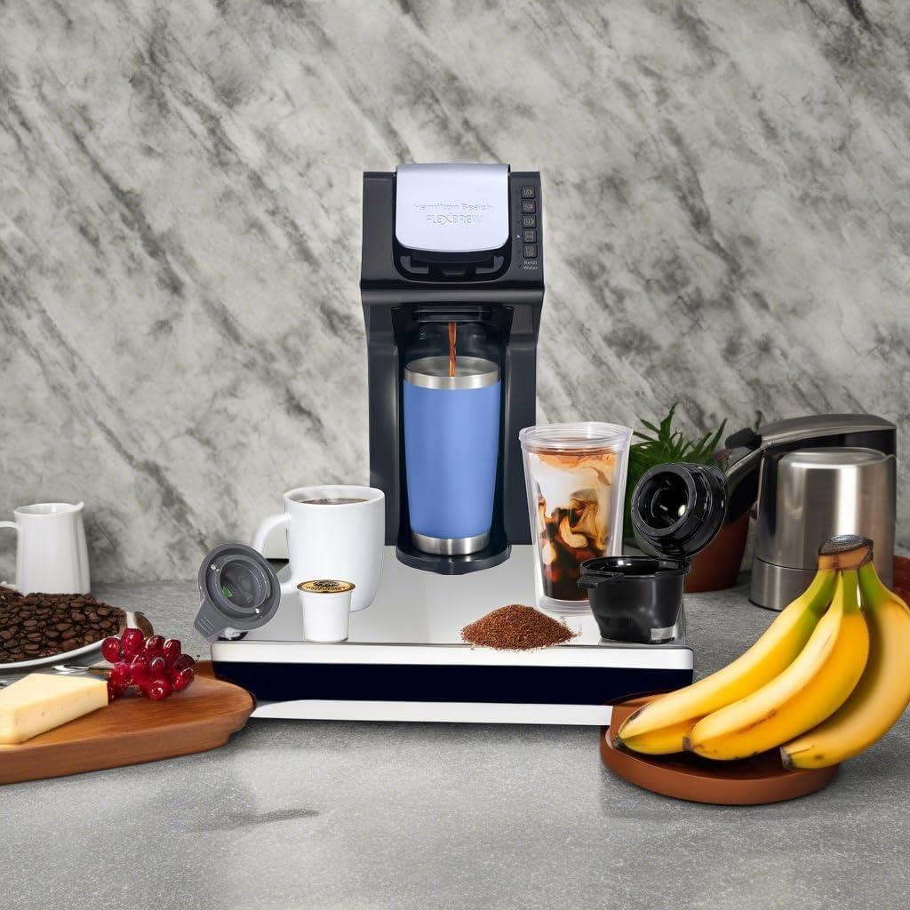 image:imageHamilton Beach Gen 4 FlexBrew SingleServe Hot amp Iced Coffee Maker with Removable Reservoir Compatible with Pod Packs and Grounds 50 oz 4 Fast Brewing Options Black