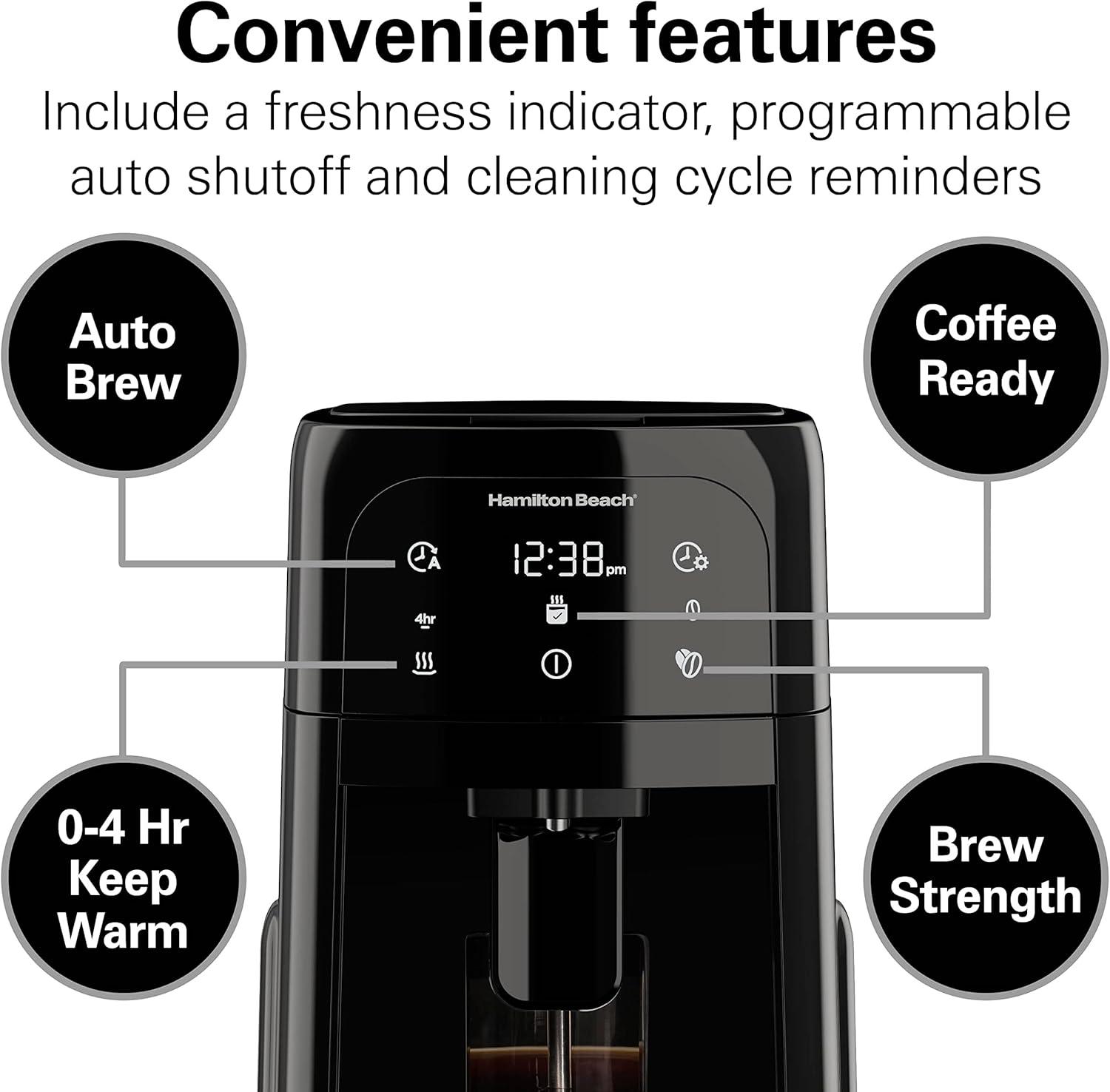 image:imageHamilton Beach One Press Programmable Dispensing Drip Coffee Maker with 12 Cup Internal Brew Pot Removable Water Reservoir Black Next Gen 47600