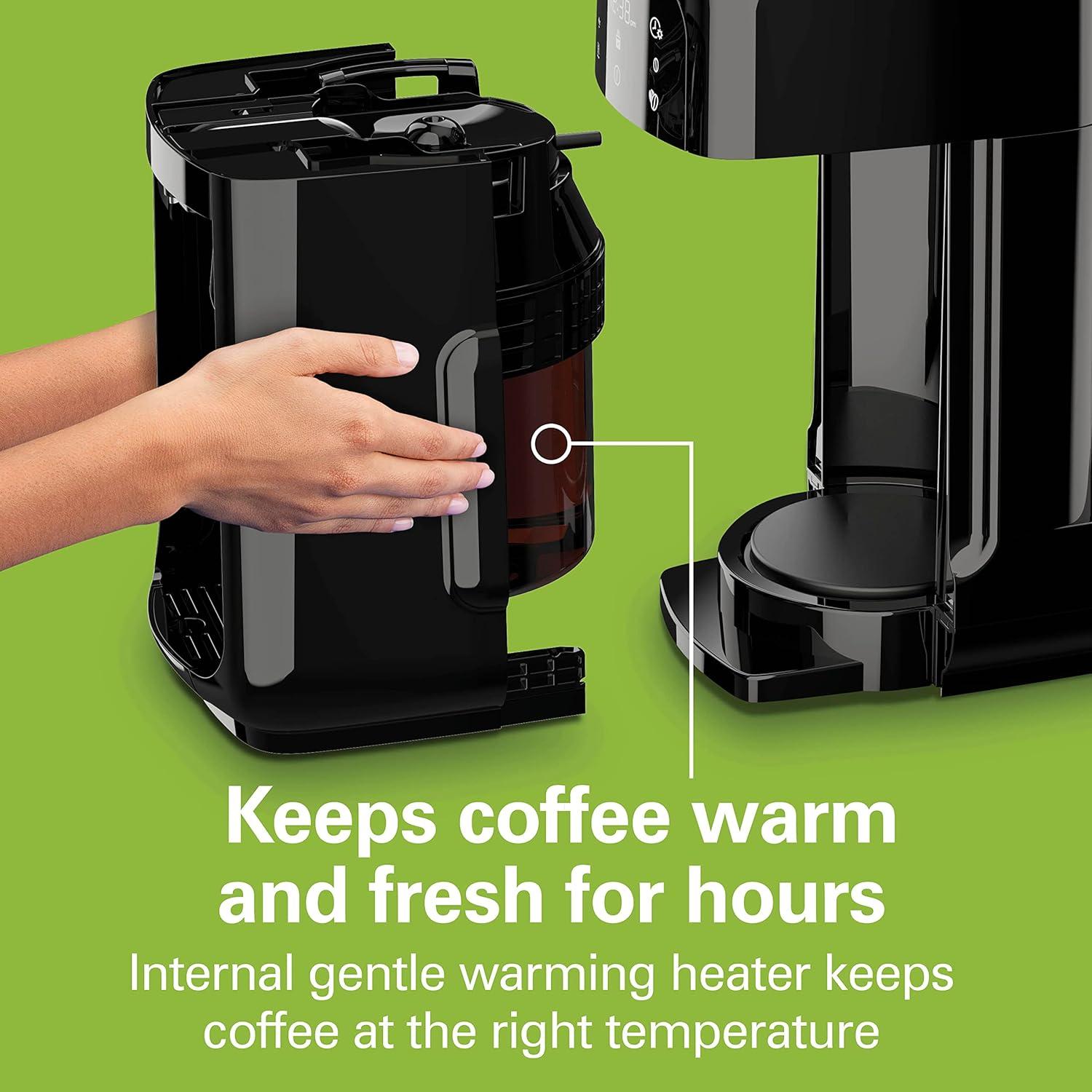 image:imageHamilton Beach One Press Programmable Dispensing Drip Coffee Maker with 12 Cup Internal Brew Pot Removable Water Reservoir Black Next Gen 47600