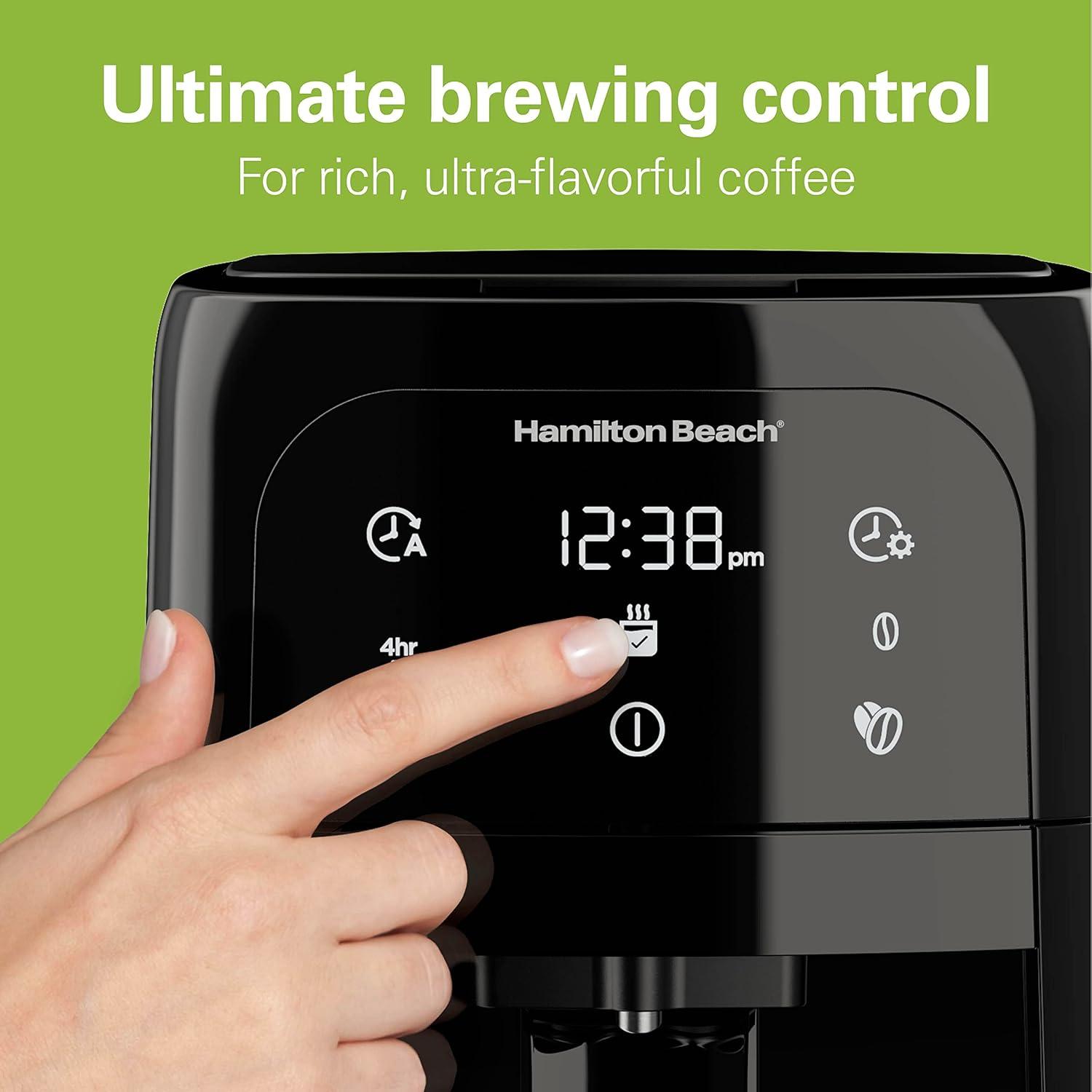 image:imageHamilton Beach One Press Programmable Dispensing Drip Coffee Maker with 12 Cup Internal Brew Pot Removable Water Reservoir Black Next Gen 47600