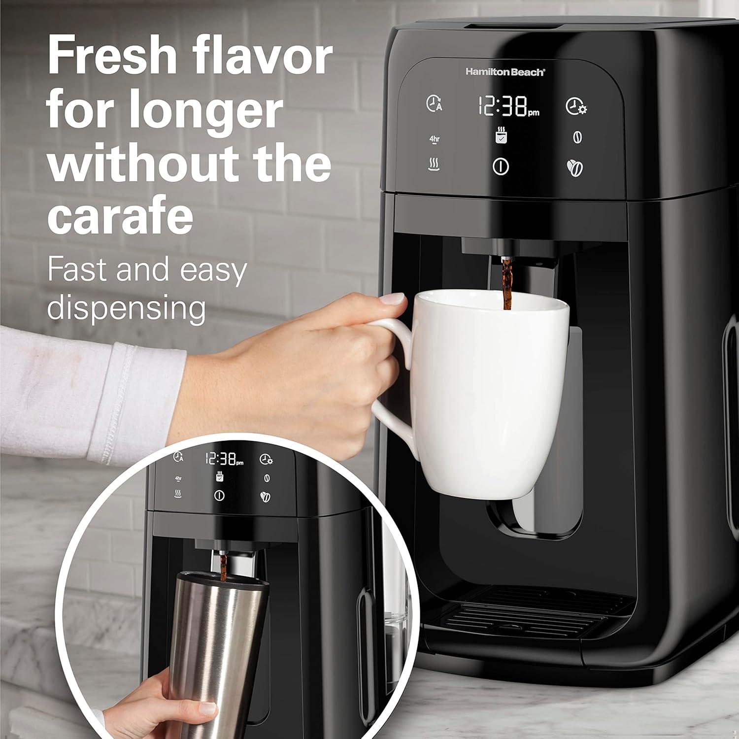 image:imageHamilton Beach One Press Programmable Dispensing Drip Coffee Maker with 12 Cup Internal Brew Pot Removable Water Reservoir Black Next Gen 47600