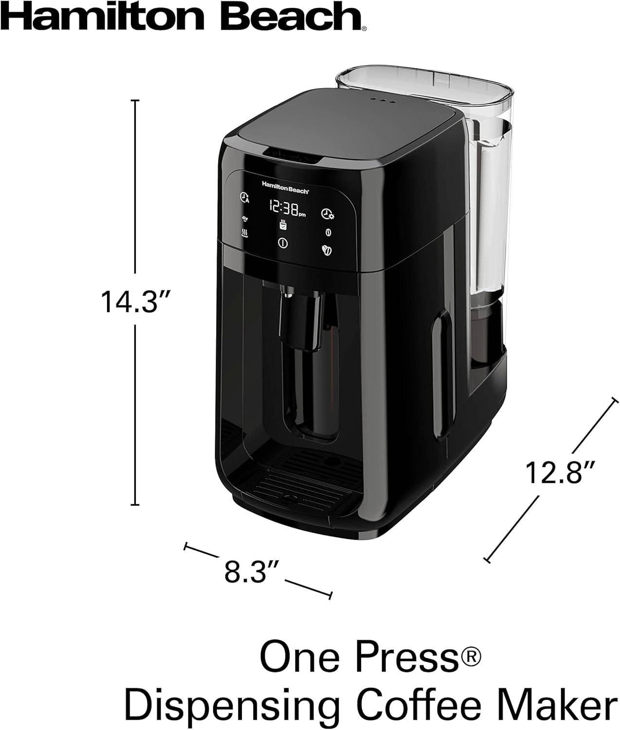 image:imageHamilton Beach One Press Programmable Dispensing Drip Coffee Maker with 12 Cup Internal Brew Pot Removable Water Reservoir Black Next Gen 47600
