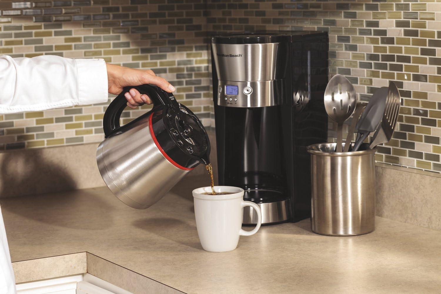 image:imageHamilton Beach Programmable Coffee Maker with 10 Cup Thermal Carafe 3 Brewing Options Auto Shutoff amp Pause and Pour Stainless Steel 46899RBlack