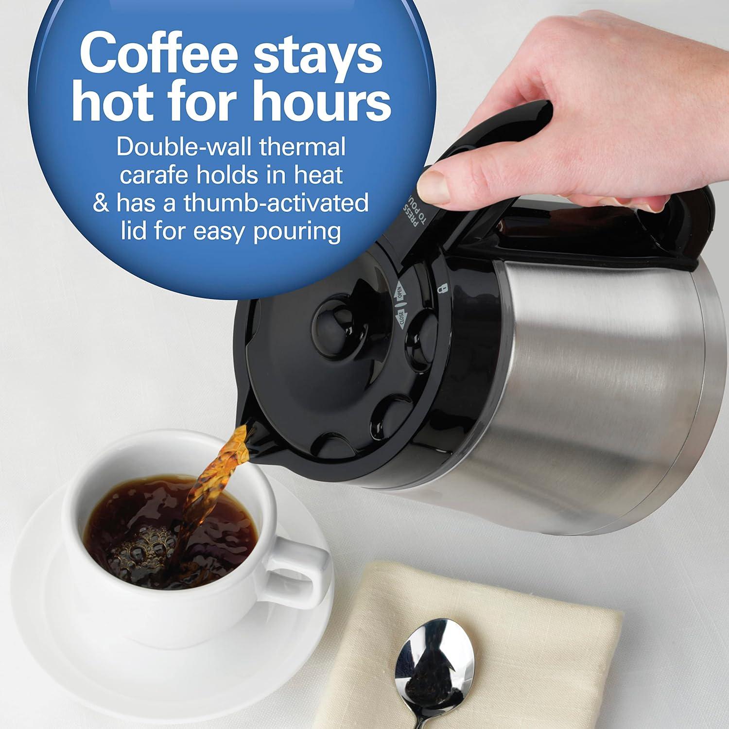 image:imageHamilton Beach Programmable Coffee Maker with 10 Cup Thermal Carafe 3 Brewing Options Auto Shutoff amp Pause and Pour Stainless Steel 46899RStainless Steel New for 2023