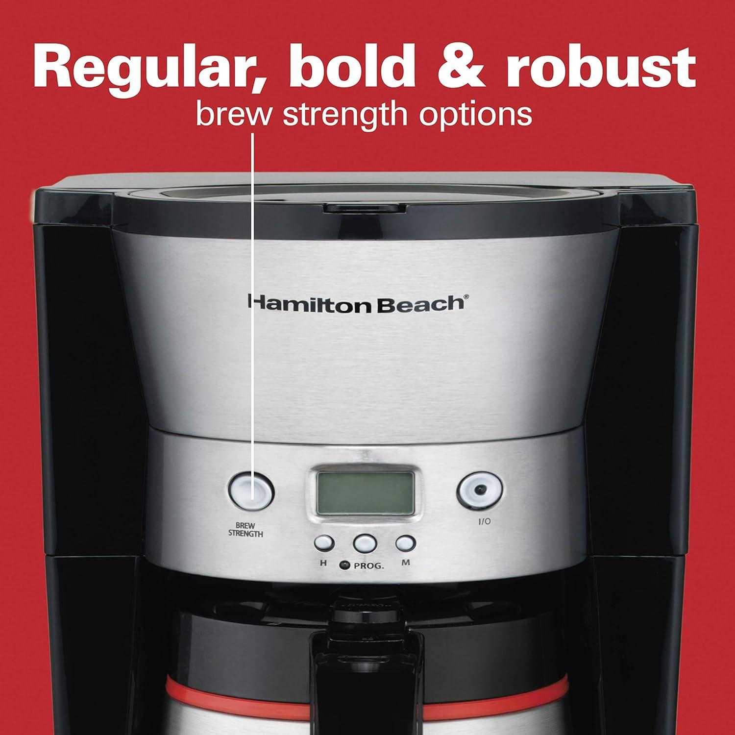 image:imageHamilton Beach Programmable Coffee Maker with 10 Cup Thermal Carafe 3 Brewing Options Auto Shutoff amp Pause and Pour Stainless Steel 46899RStainless Steel