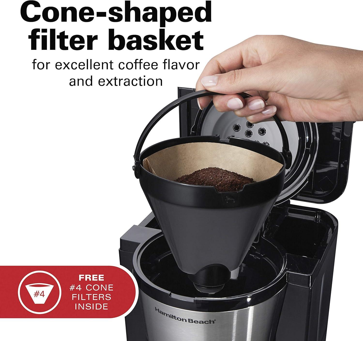 image:imageHamilton Beach Programmable Coffee Maker with 10 Cup Thermal Carafe 3 Brewing Options Auto Shutoff amp Pause and Pour Stainless Steel 46899RStainless Steel