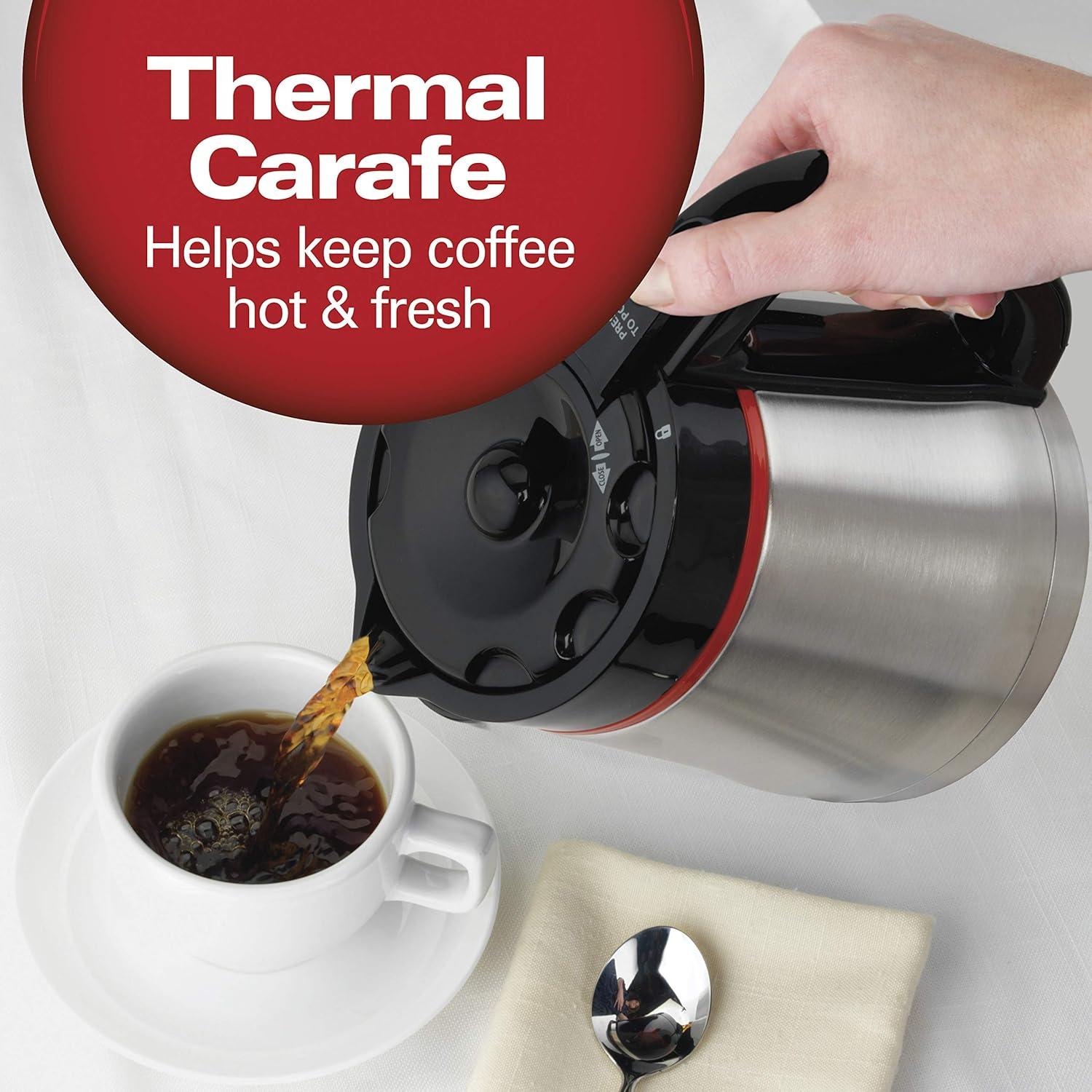 image:imageHamilton Beach Programmable Coffee Maker with 10 Cup Thermal Carafe 3 Brewing Options Auto Shutoff amp Pause and Pour Stainless Steel 46899RStainless Steel
