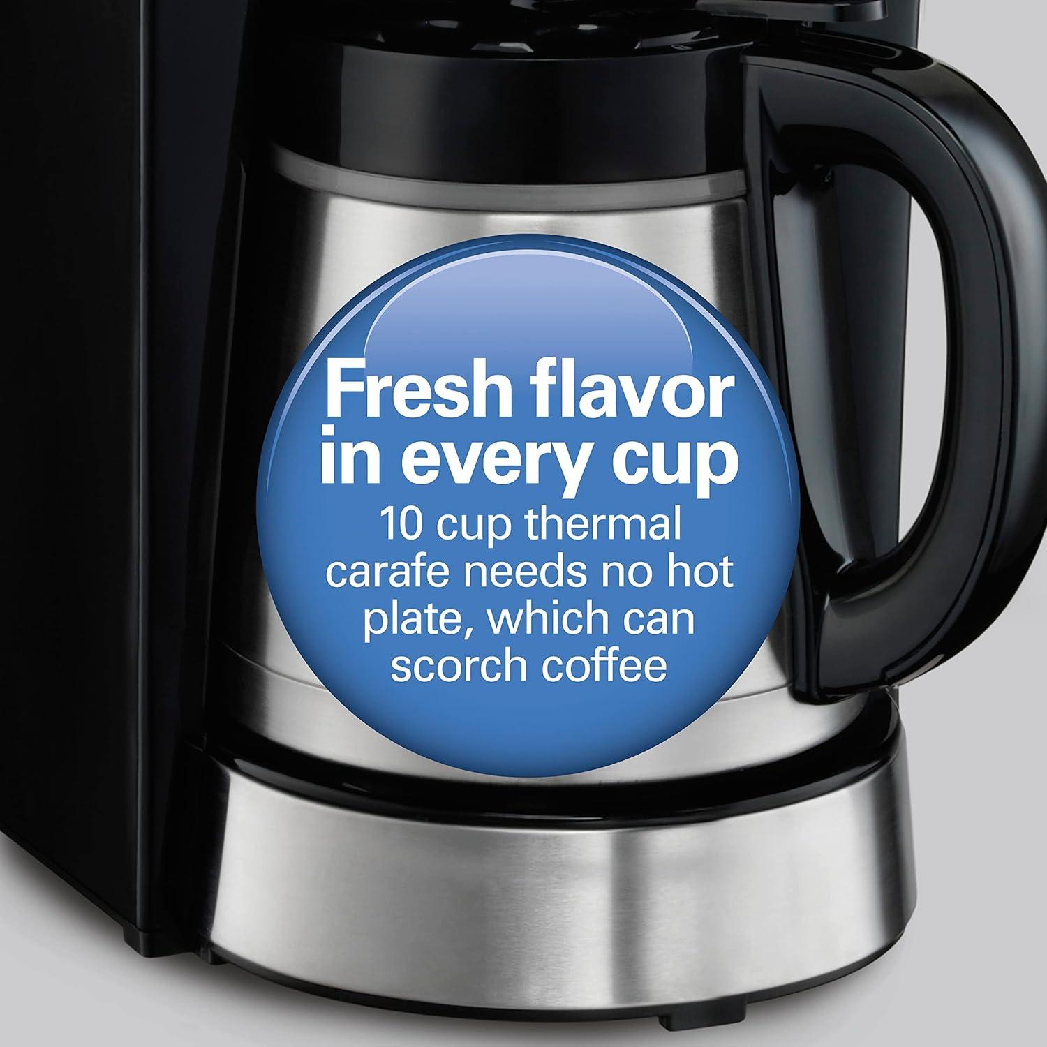 image:imageHamilton Beach Programmable Coffee Maker with 10 Cup Thermal Carafe 3 Brewing Options Auto Shutoff amp Pause and Pour Stainless Steel 46899RStainless Steel New for 2023