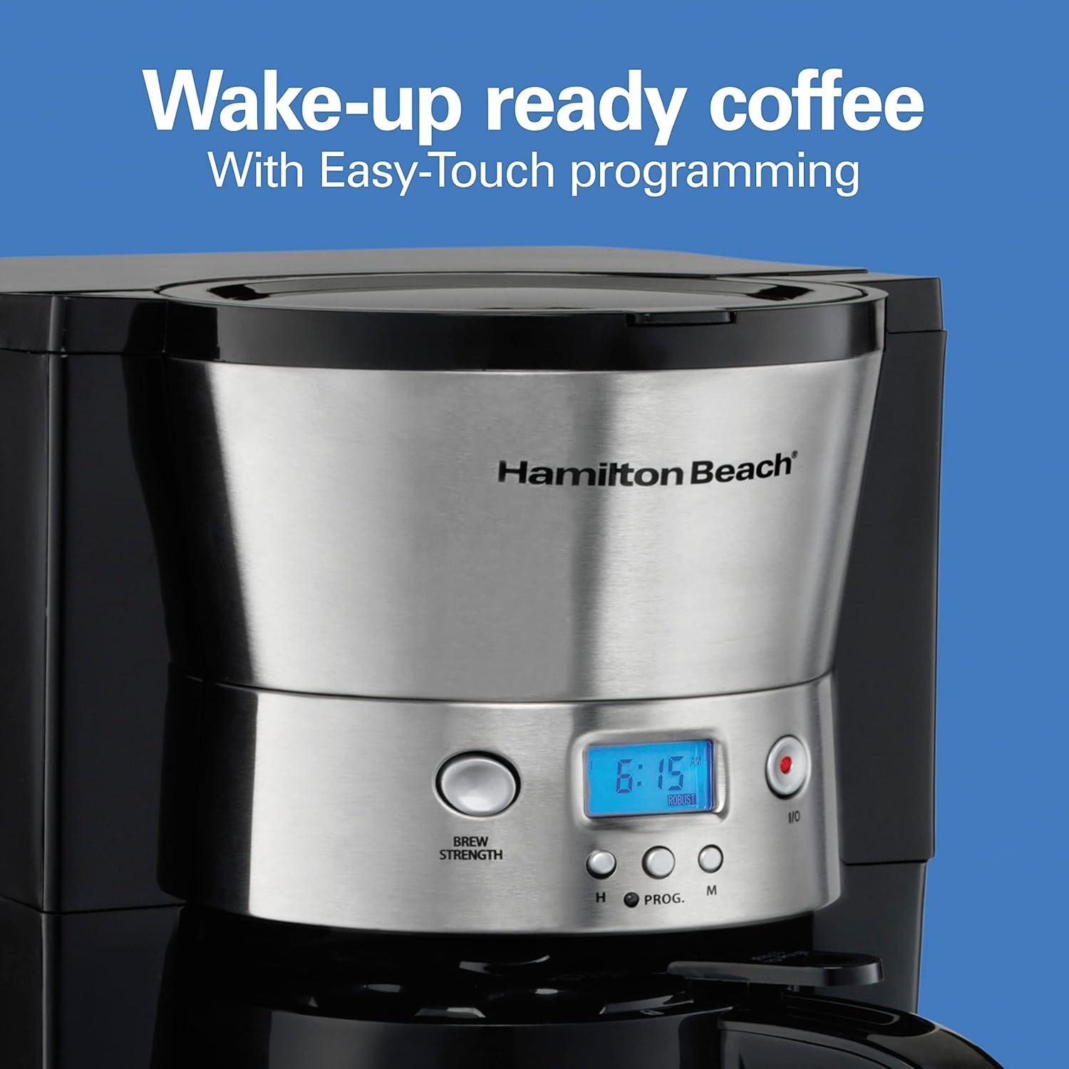image:imageHamilton Beach Programmable Coffee Maker with 10 Cup Thermal Carafe 3 Brewing Options Auto Shutoff amp Pause and Pour Stainless Steel 46899RStainless Steel New for 2023
