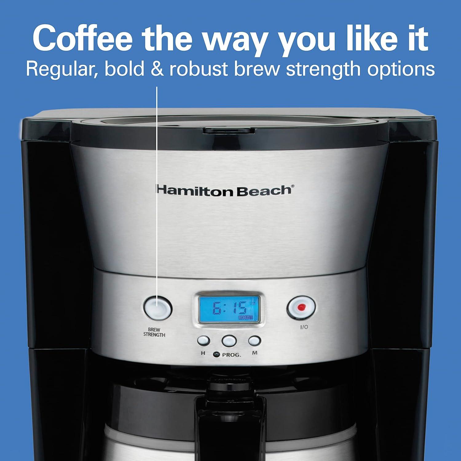 image:imageHamilton Beach Programmable Coffee Maker with 10 Cup Thermal Carafe 3 Brewing Options Auto Shutoff amp Pause and Pour Stainless Steel 46899RStainless Steel New for 2023