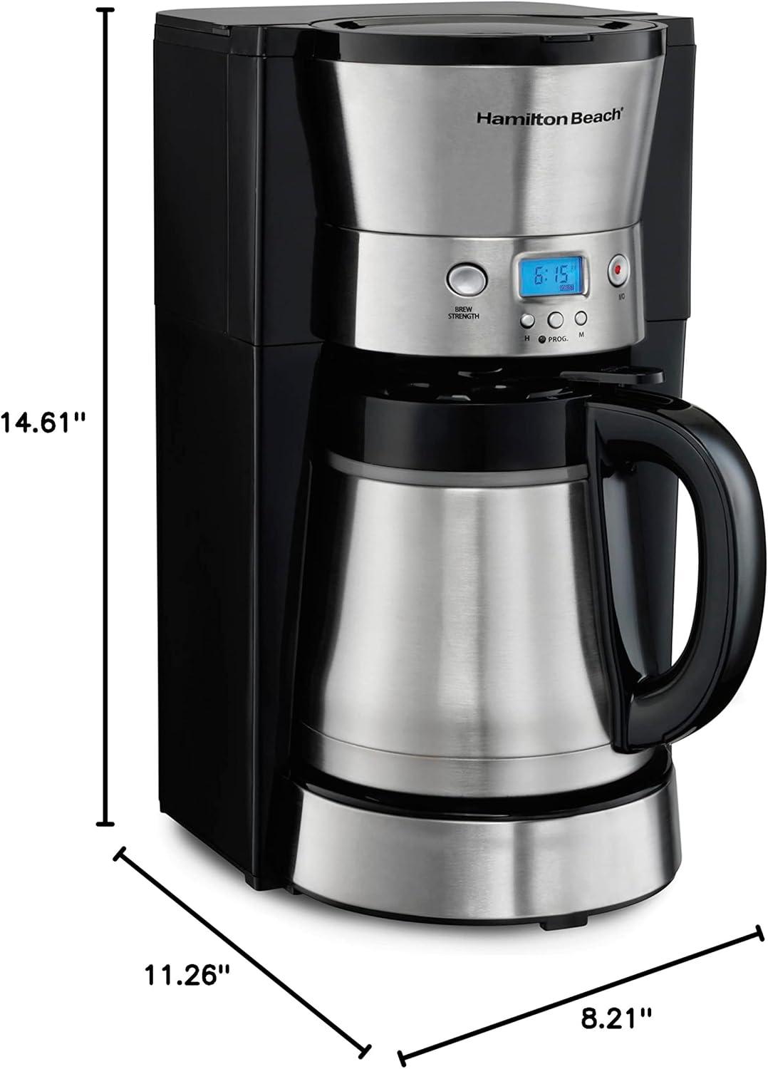 image:imageHamilton Beach Programmable Coffee Maker with 10 Cup Thermal Carafe 3 Brewing Options Auto Shutoff amp Pause and Pour Stainless Steel 46899RStainless Steel New for 2023