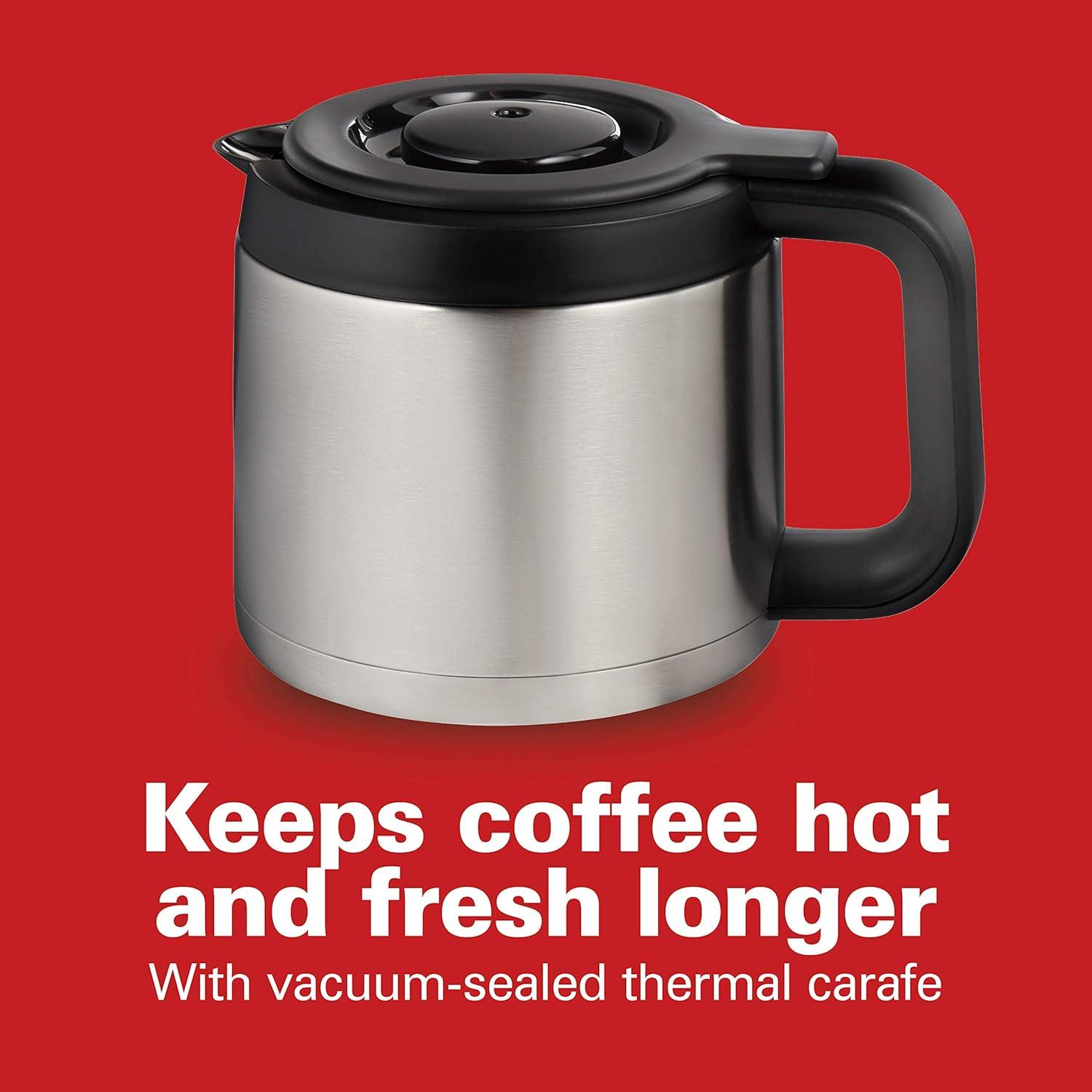 image:imageHamilton Beach Programmable FrontFill Coffee Maker with Thermal Carafe 46391 12 Cup Capacity Black and Stainless