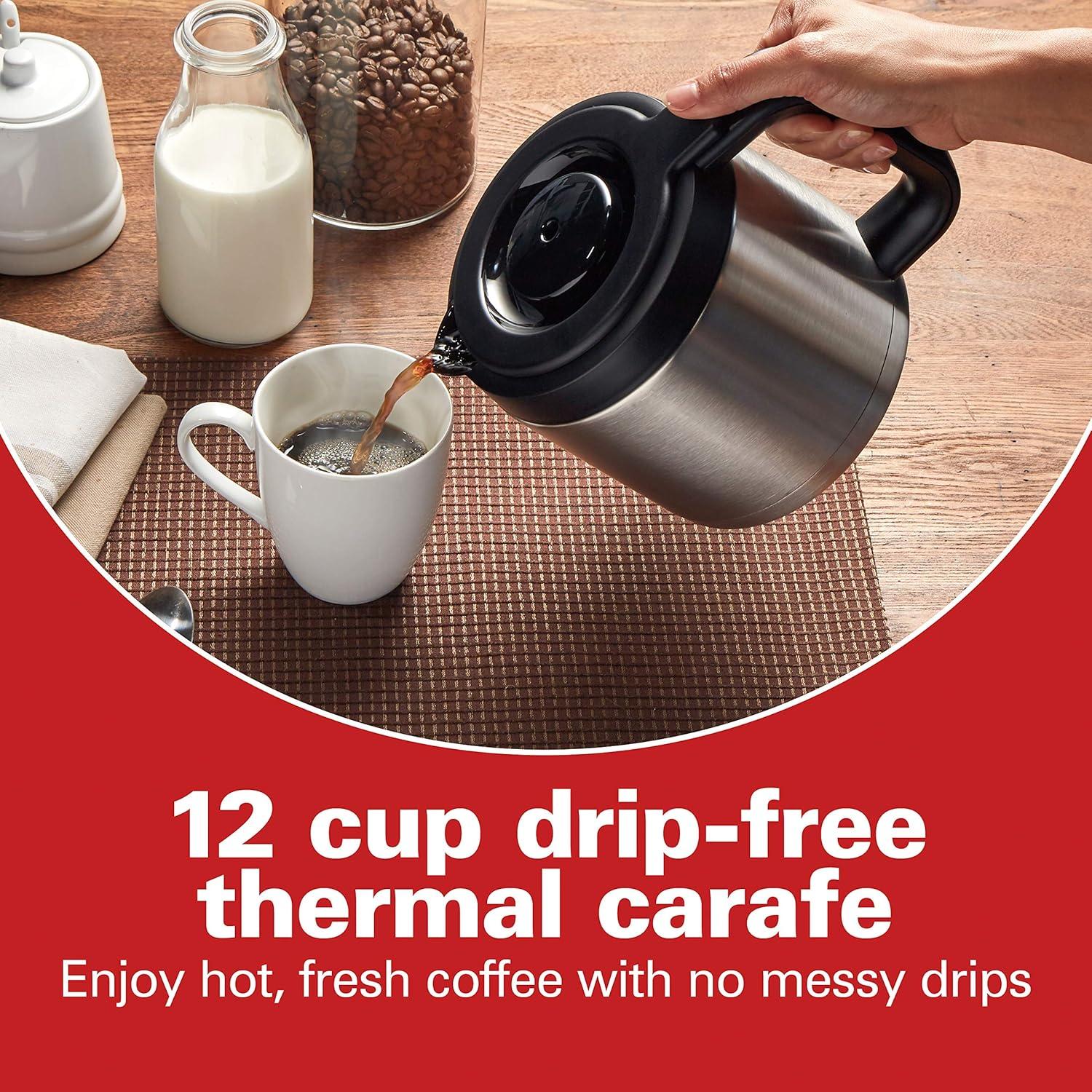 image:imageHamilton Beach Programmable FrontFill Coffee Maker with Thermal Carafe 46391 12 Cup Capacity Black and Stainless