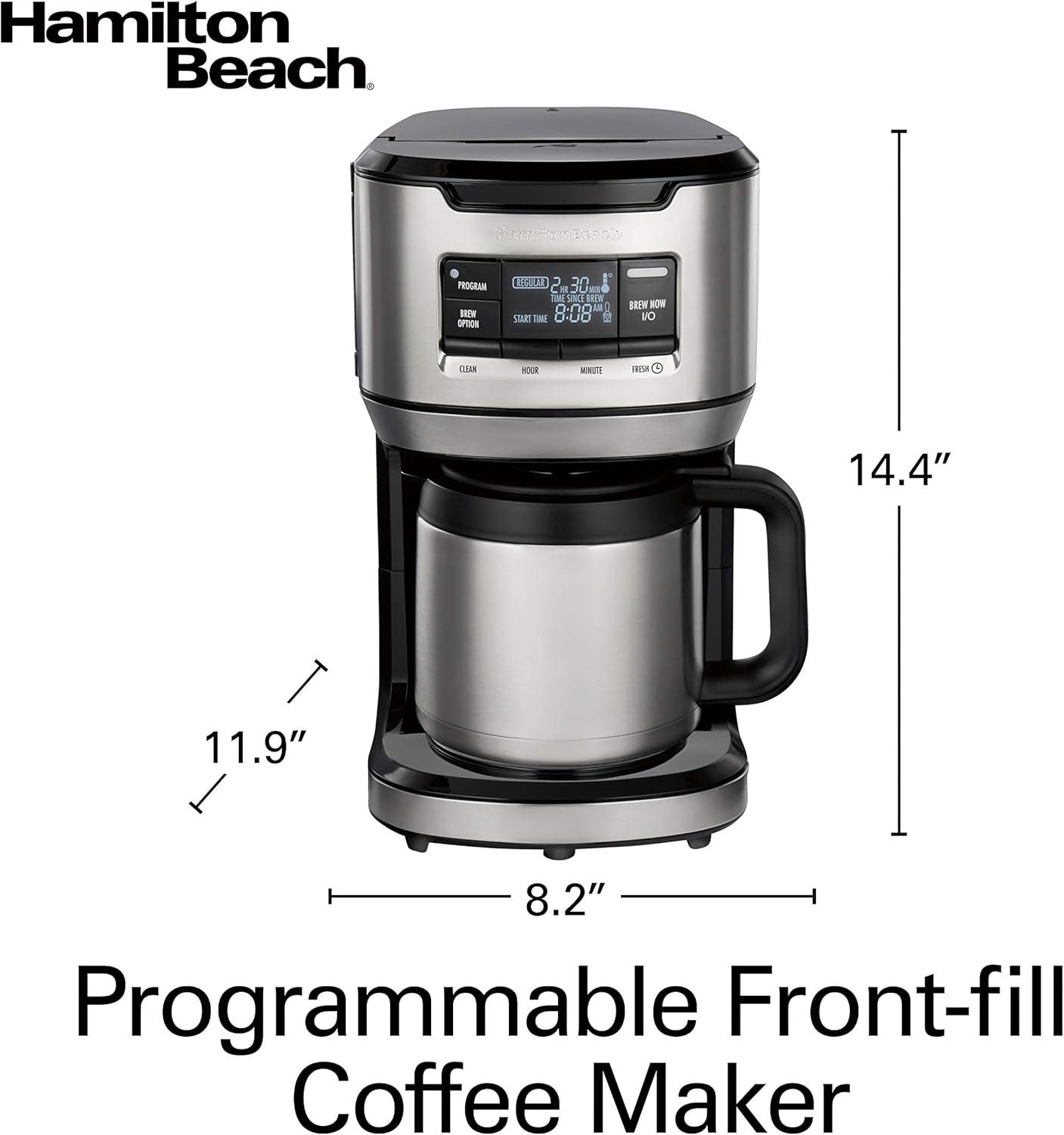 image:imageHamilton Beach Programmable FrontFill Coffee Maker with Thermal Carafe 46391 12 Cup Capacity Black and Stainless
