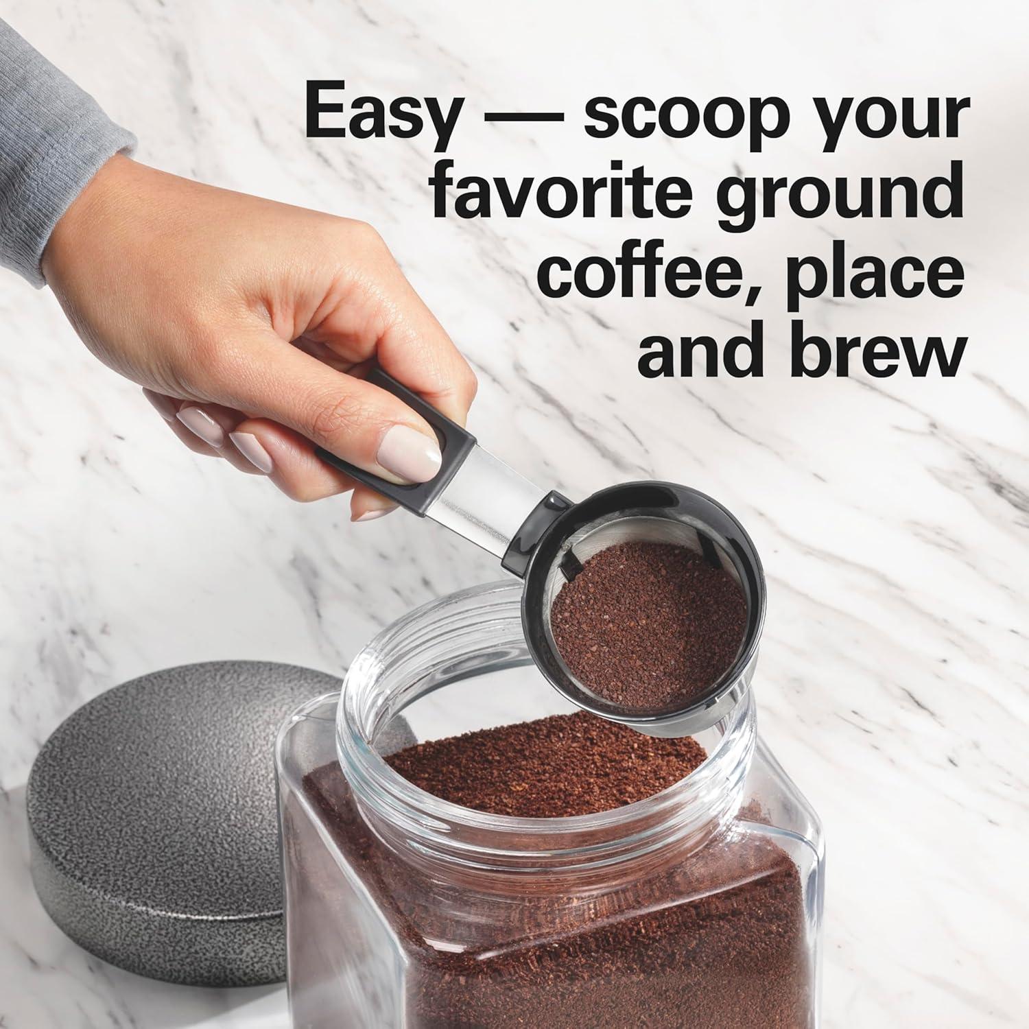 image:imageHamilton Beach The Scoop Single Serve Coffee Maker amp Fast Grounds Brewer for 814oz Cups Brews in Minutes 40oz Removable Reservoir Stainless Steel 49987Silver