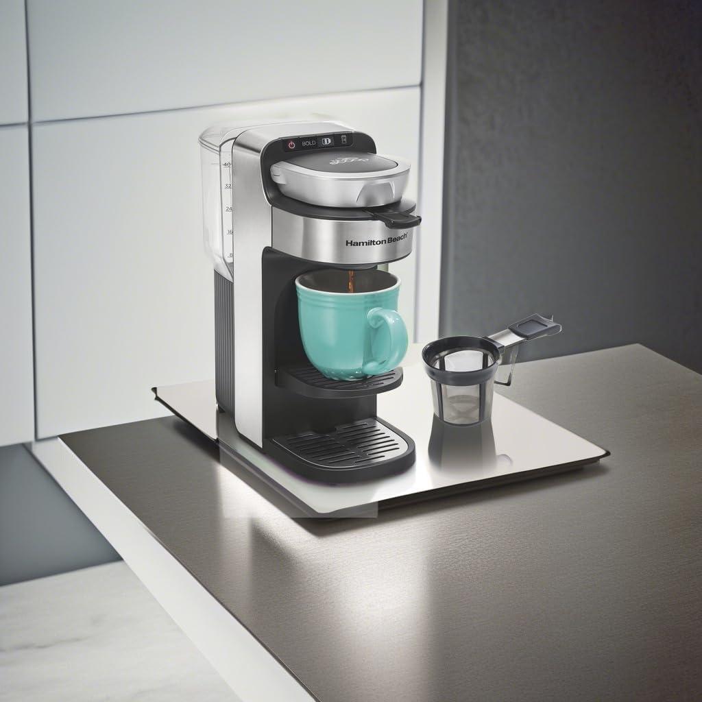 image:imageHamilton Beach The Scoop Single Serve Coffee Maker amp Fast Grounds Brewer for 814oz Cups Brews in Minutes 40oz Removable Reservoir Stainless Steel 49987Silver
