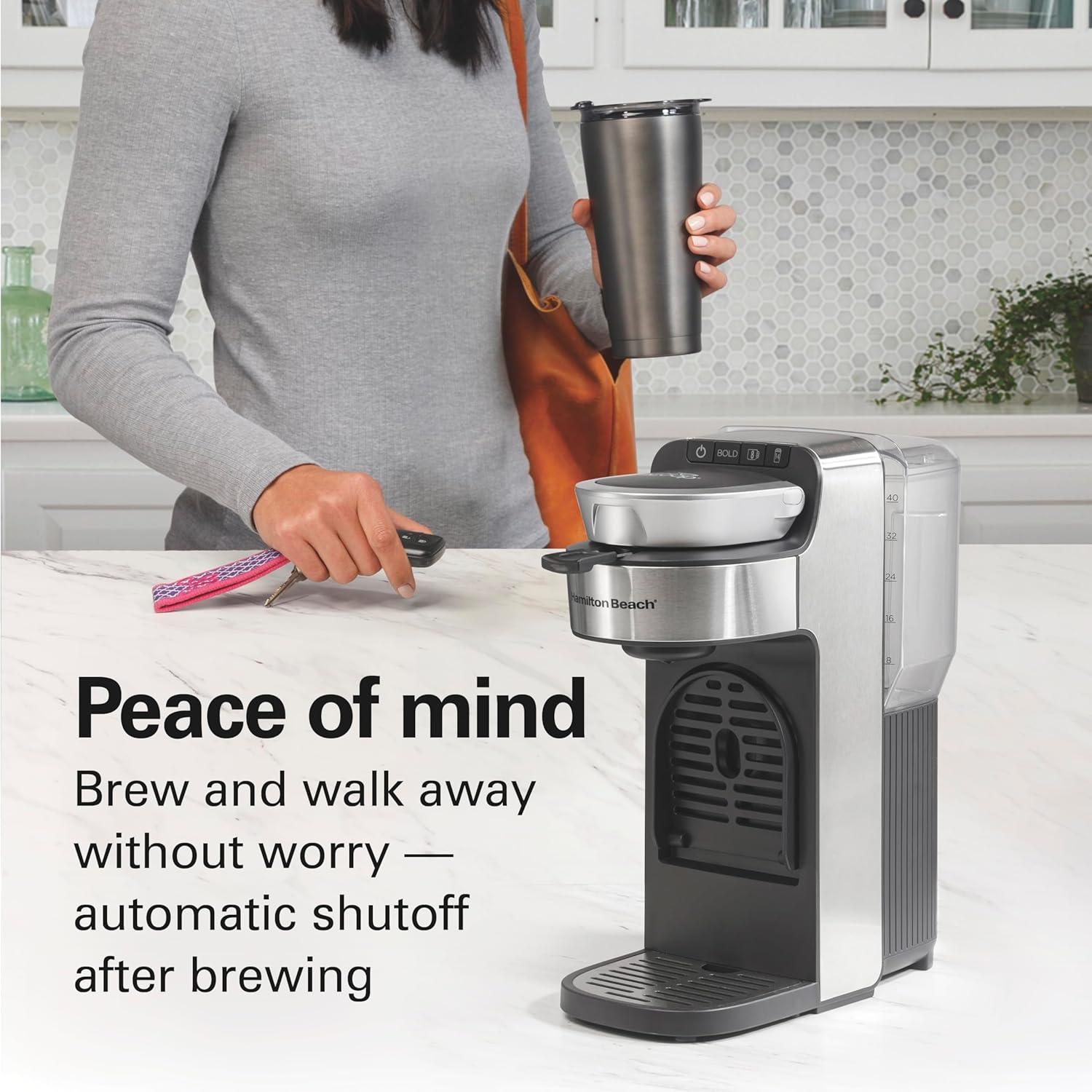 image:imageHamilton Beach The Scoop Single Serve Coffee Maker amp Fast Grounds Brewer for 814oz Cups Brews in Minutes 40oz Removable Reservoir Stainless Steel 49987Silver