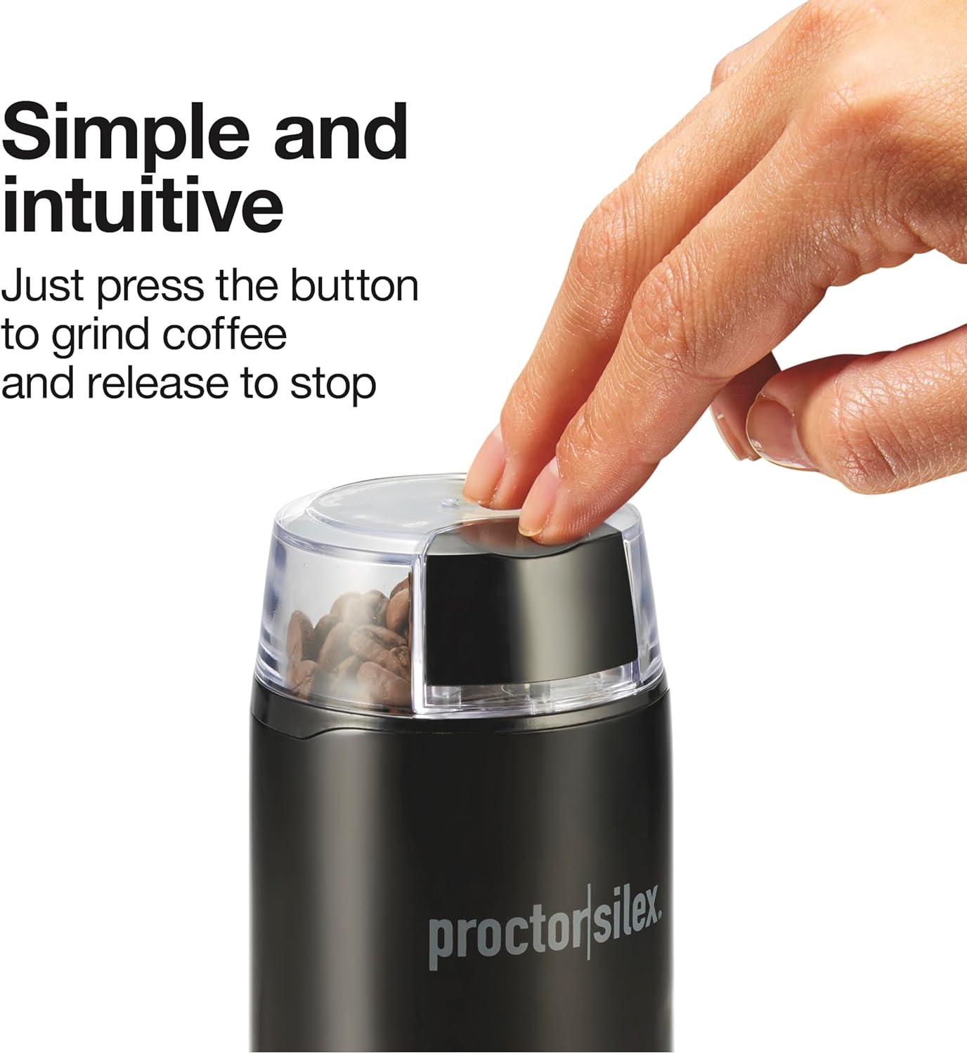 image:imageProctor Silex Electric Coffee Grinder for Beans Spices and More Stainless Steel Blades Makes upto 12 Cups BlackBlack